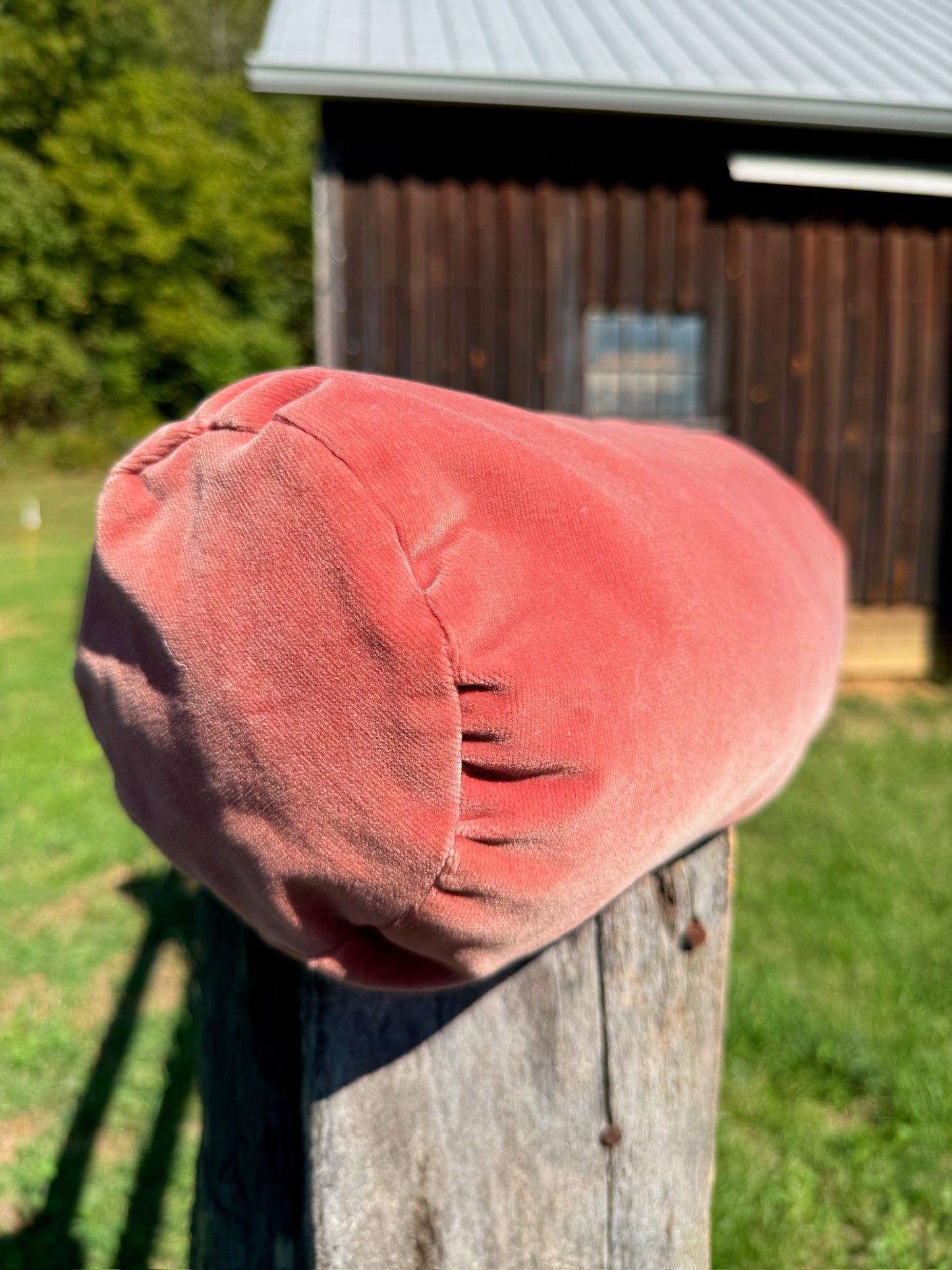 Vintage 1950s Pink Velvet Regency-Style Throw Pillow