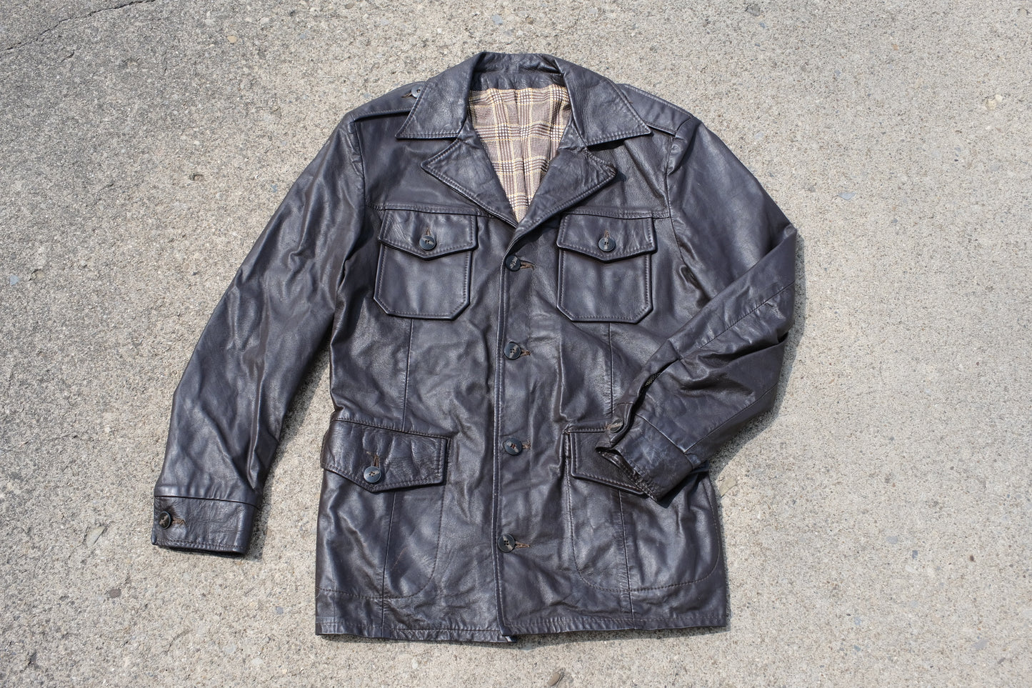 Vintage 1970s Buckboard Brown Leather Jacket | M/L