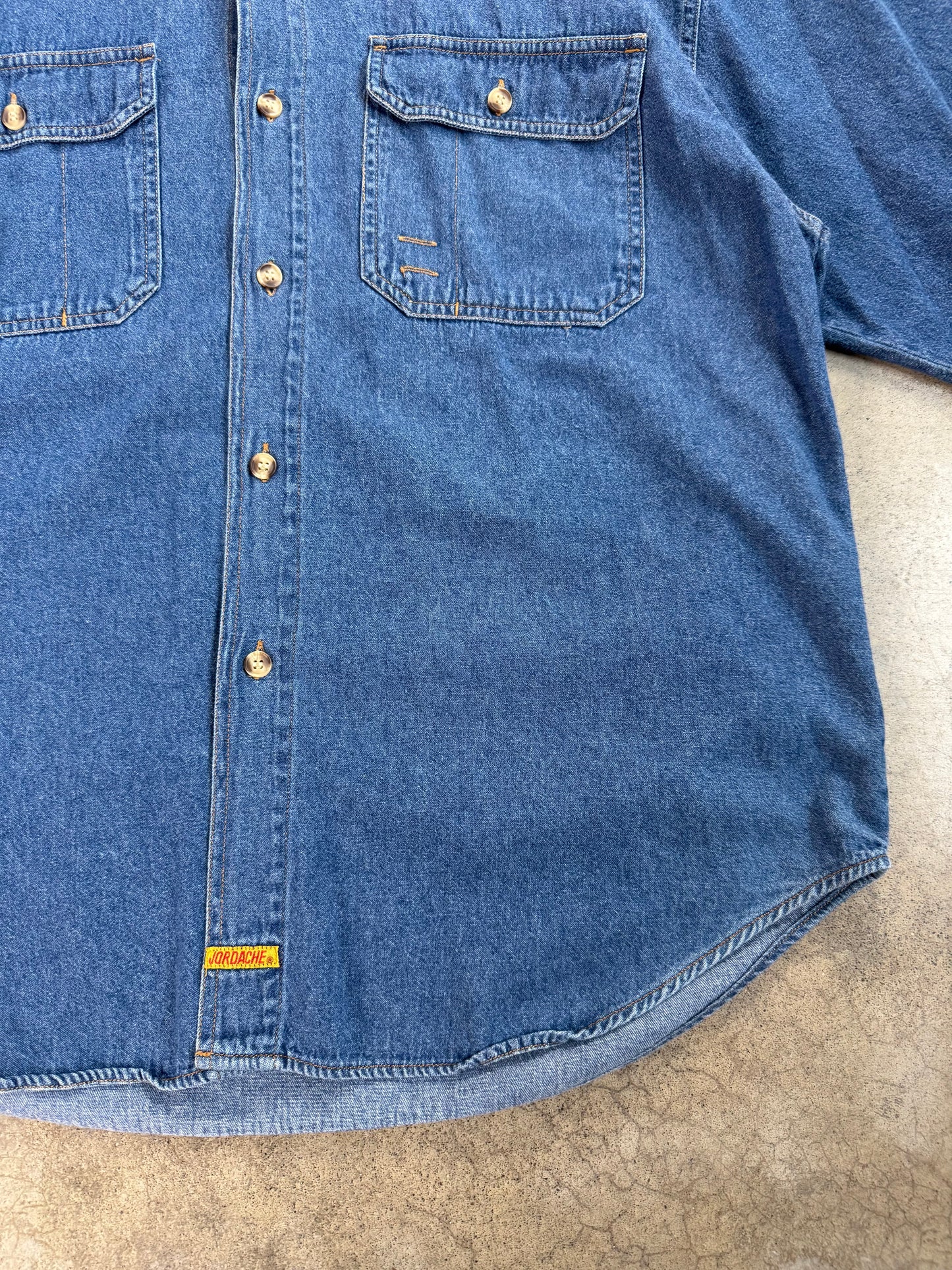 Vintage 1990s Jordache Short Sleeve Denim Utility Shirt | Medium