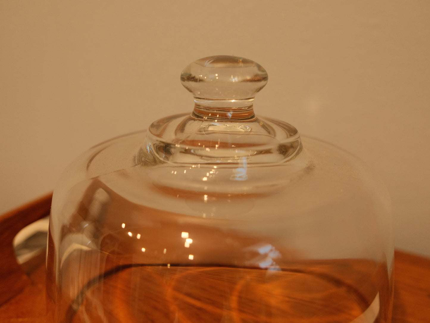 Vintage Danish Teakwood Cheese Board & Glass Dome