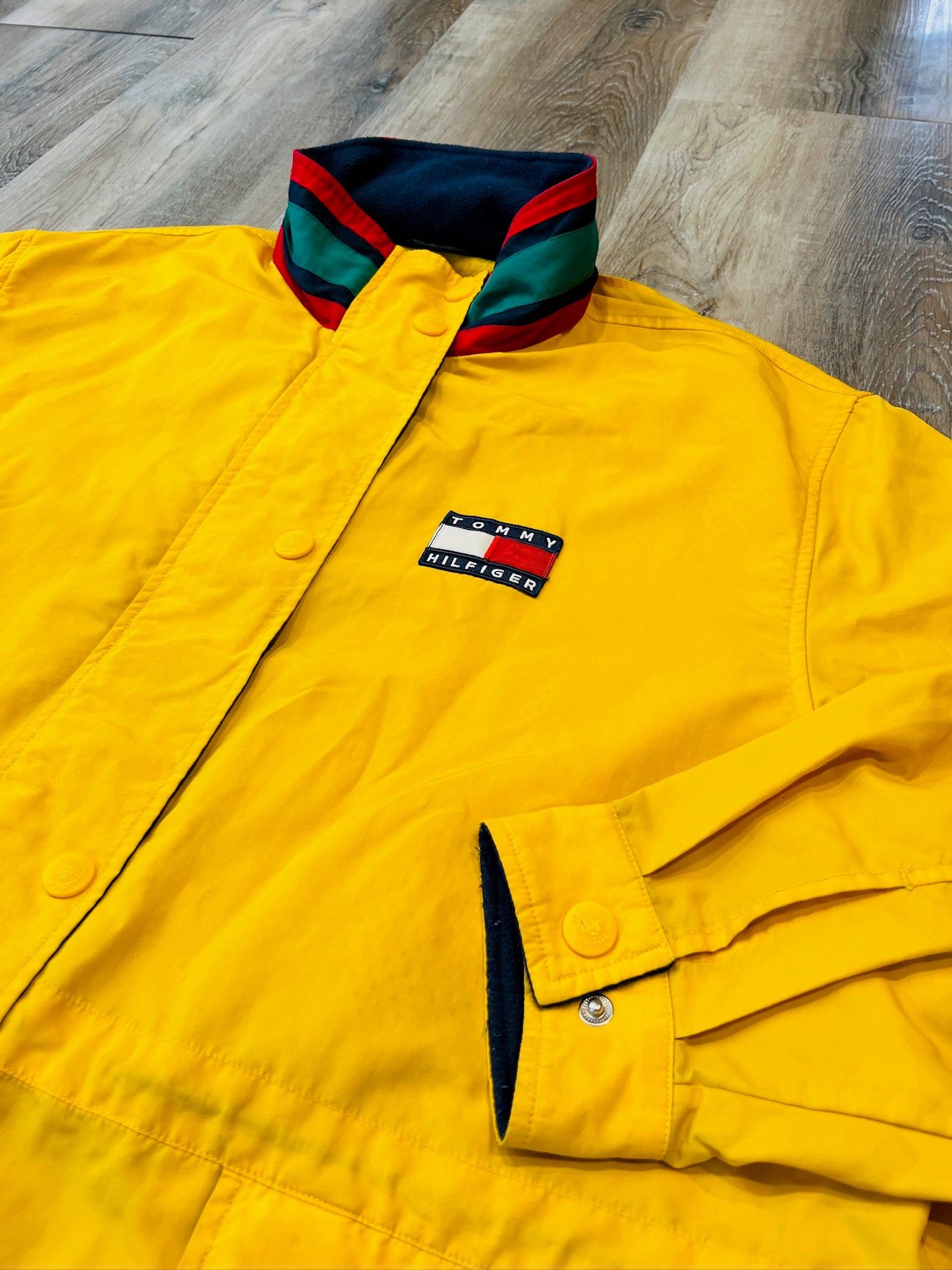 Vintage 1990s Tommy Hilfiger Yellow Raincoat | XL