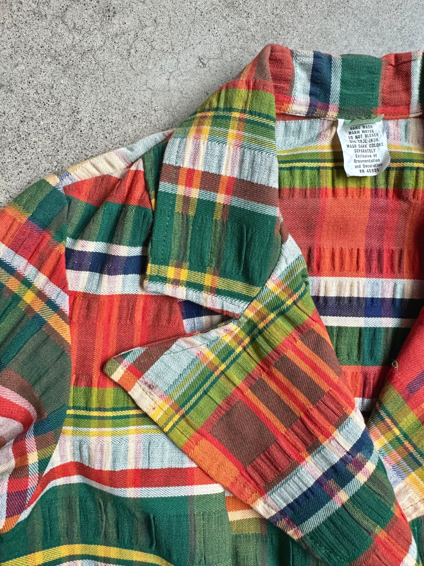 Vintage 1970s Multi Plaid Woven Blazer Jacket | XS/S