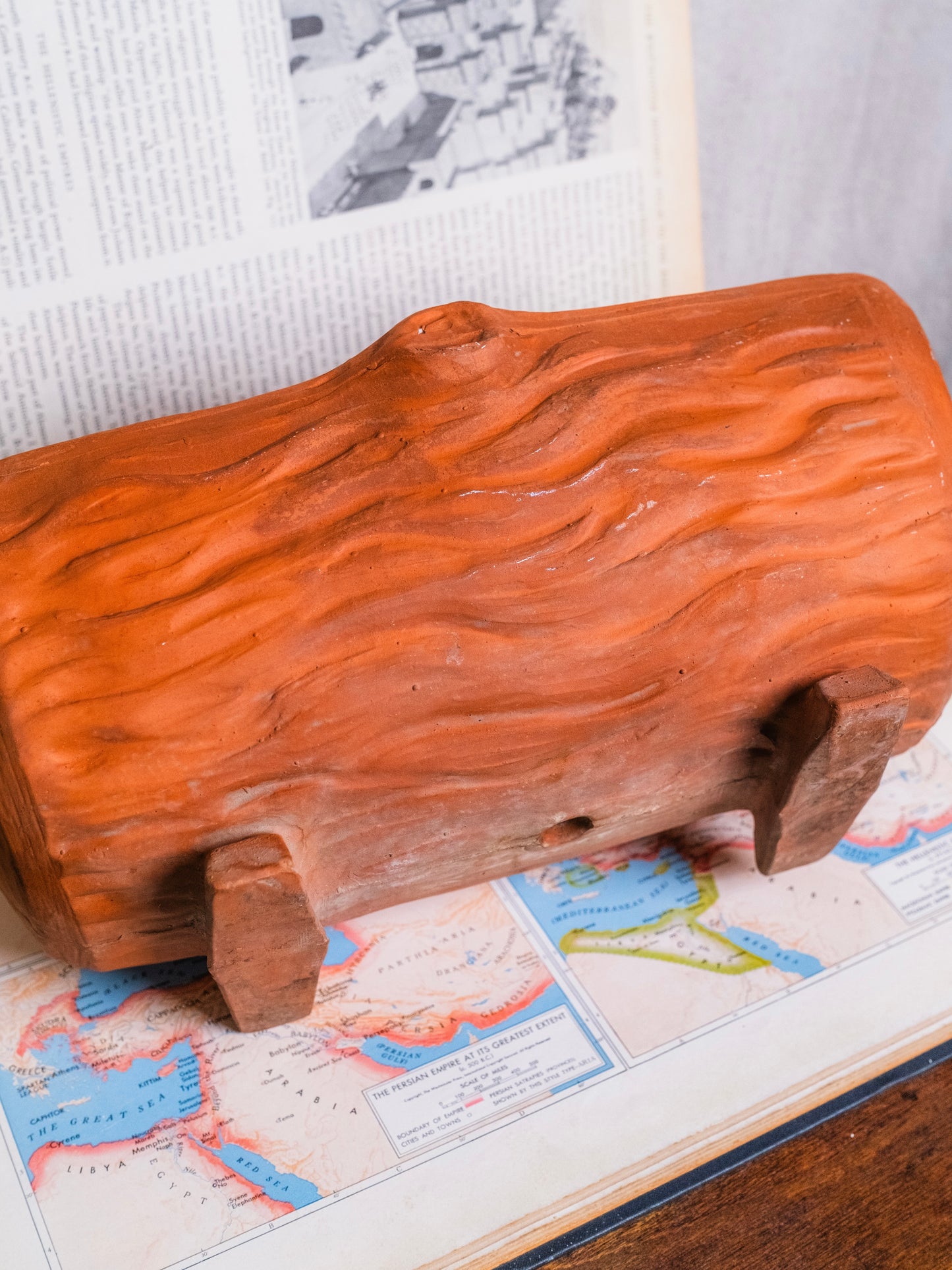 Vintage Italian Terracotta Tree Stump Footed Planter