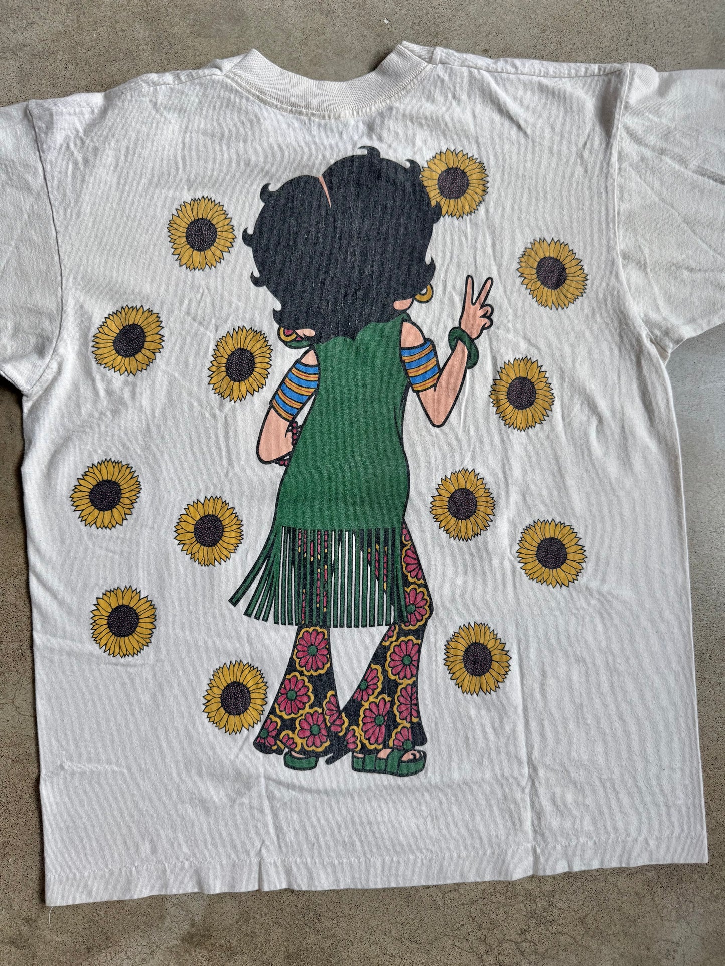 Vintage 1993 Betty Boop "Flower Power" Two-Sided Graphic Tee | Large