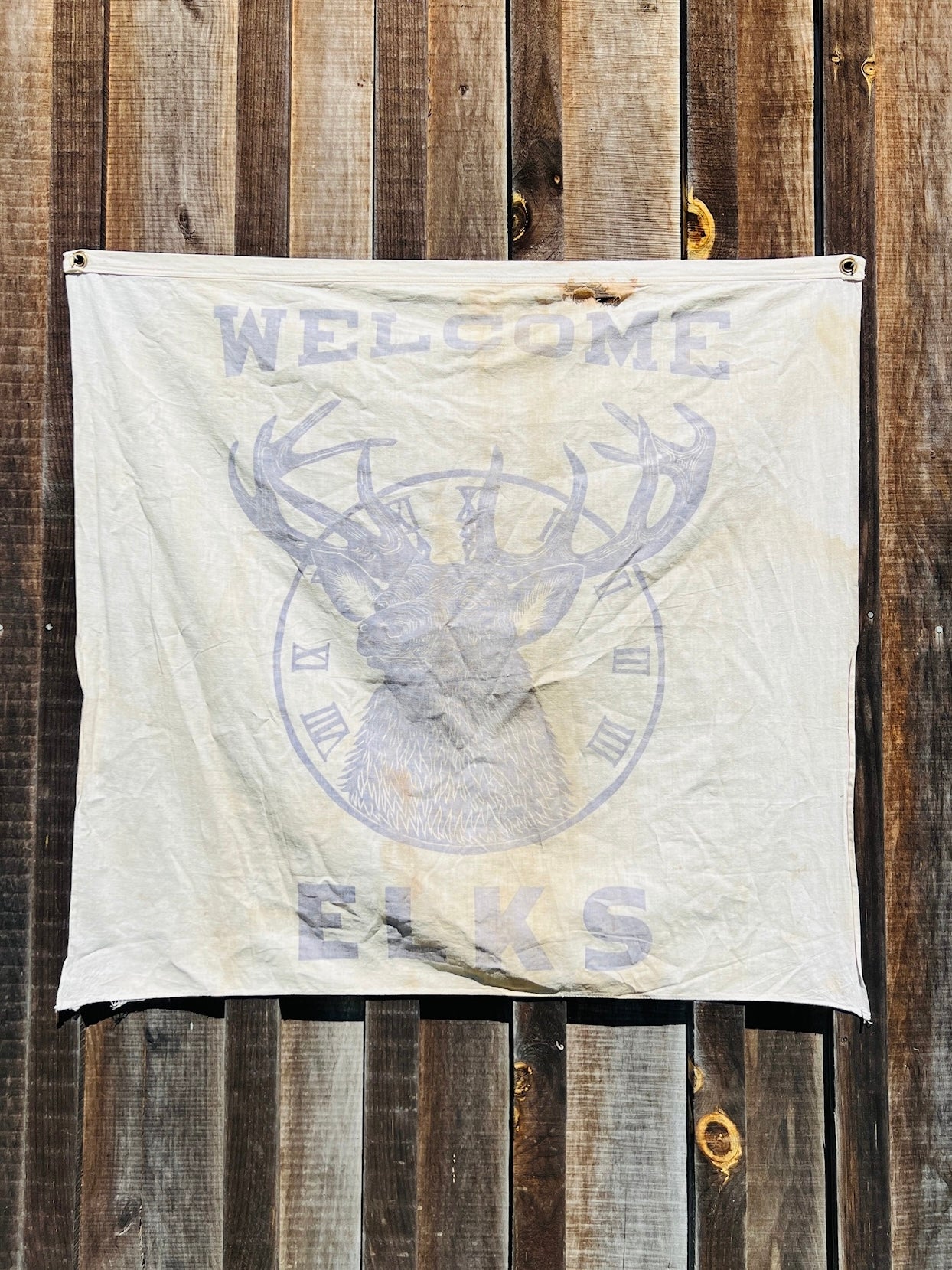 Vintage 1930s Welcome Elks Distressed Banner