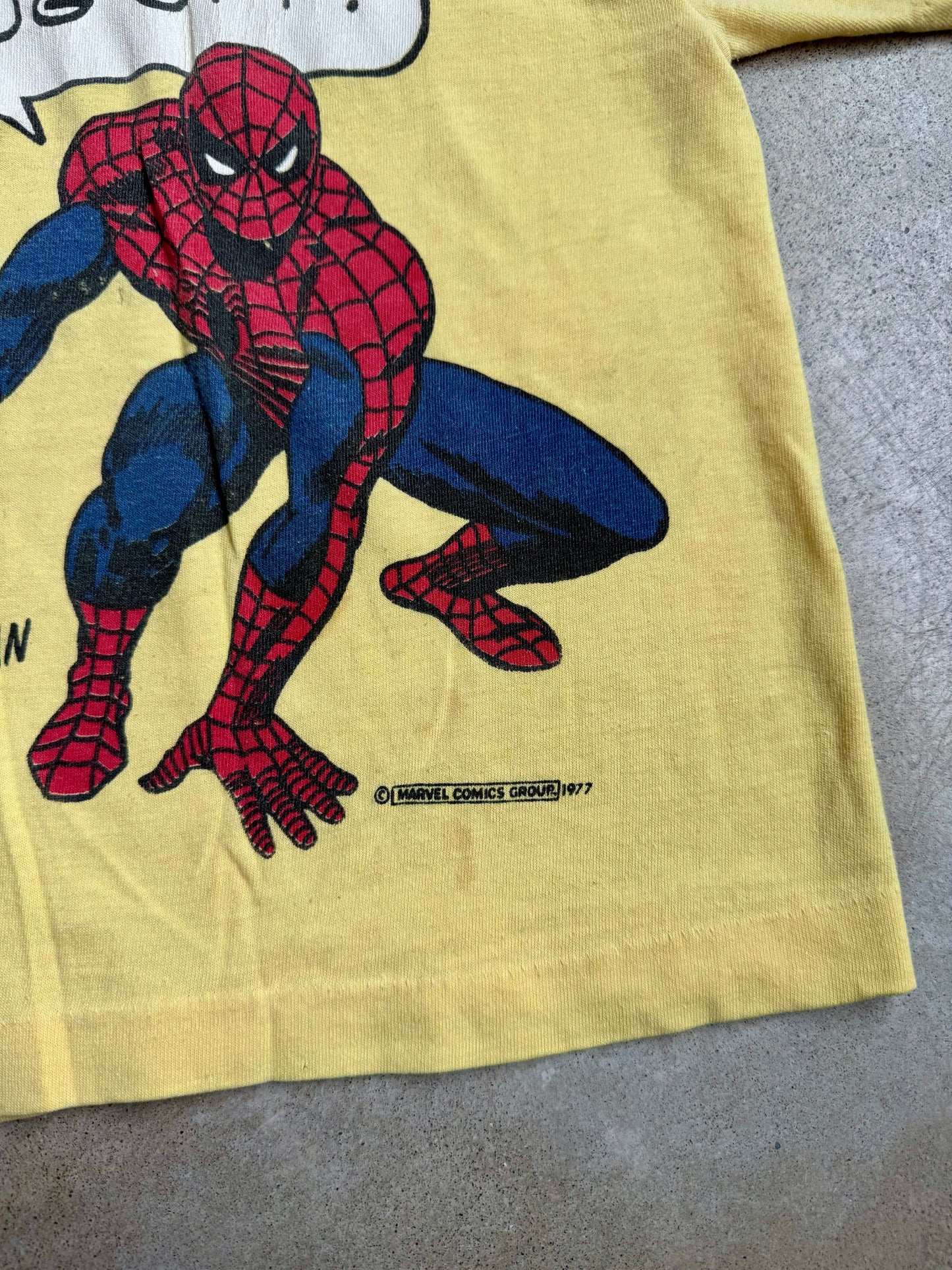 Vintage 1970s Kids’ Spiderman Yellow Graphic Tee | Youth S