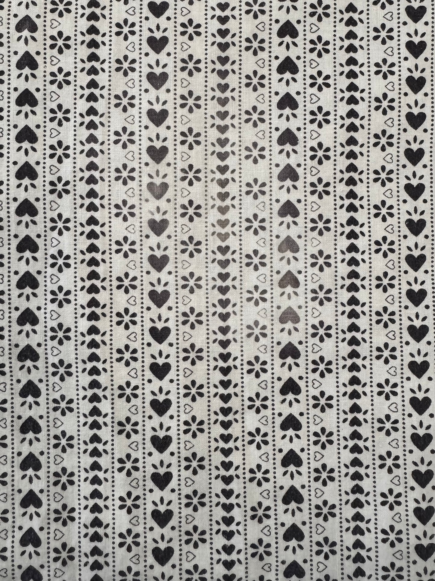 Vintage 1950s Handmade Heart Pattern Button-Front Cotton Dress | Large