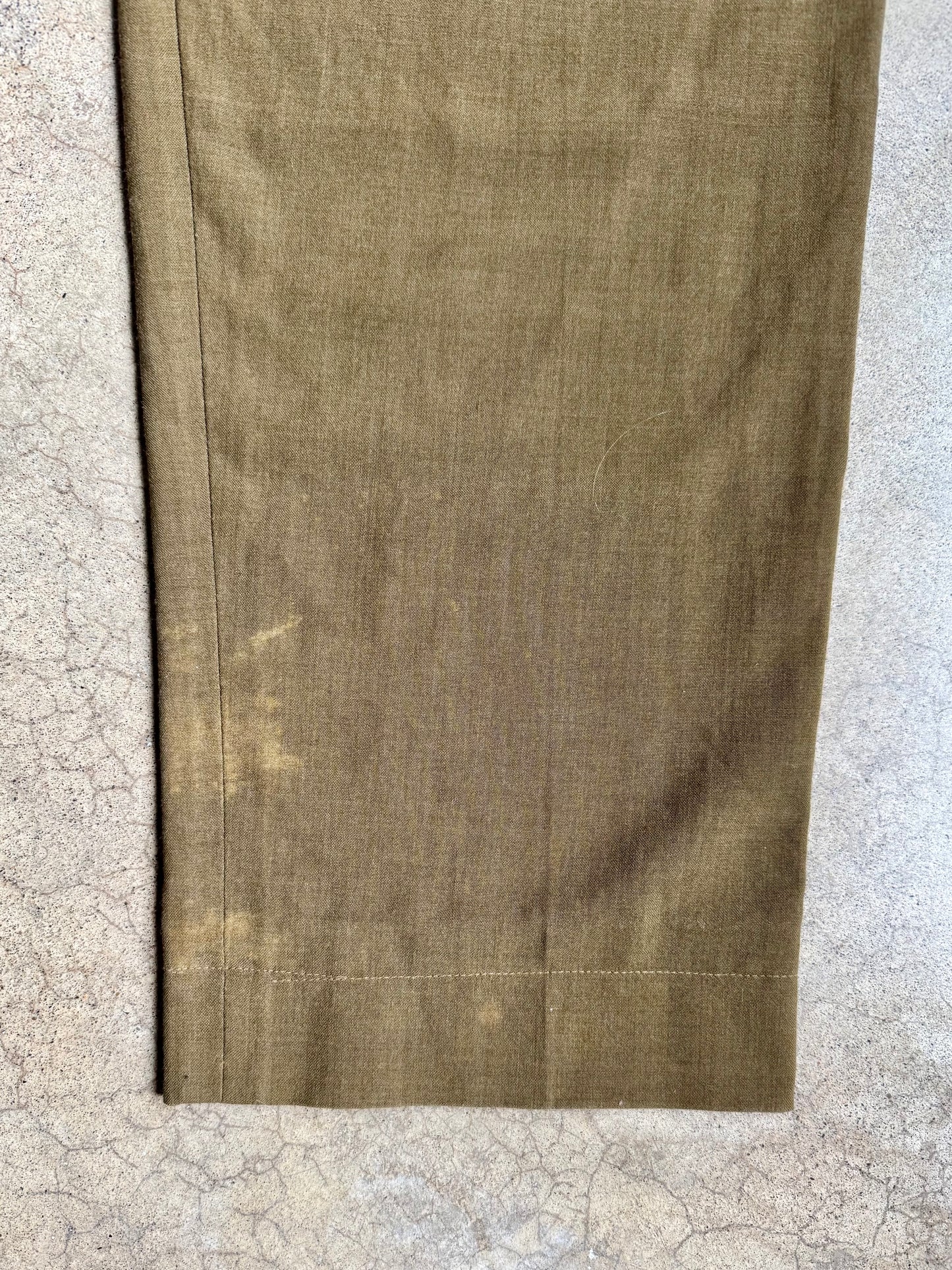 Vintage 1940s WW2 Military Issue Green Khaki Wool Trousers | Waist 42”