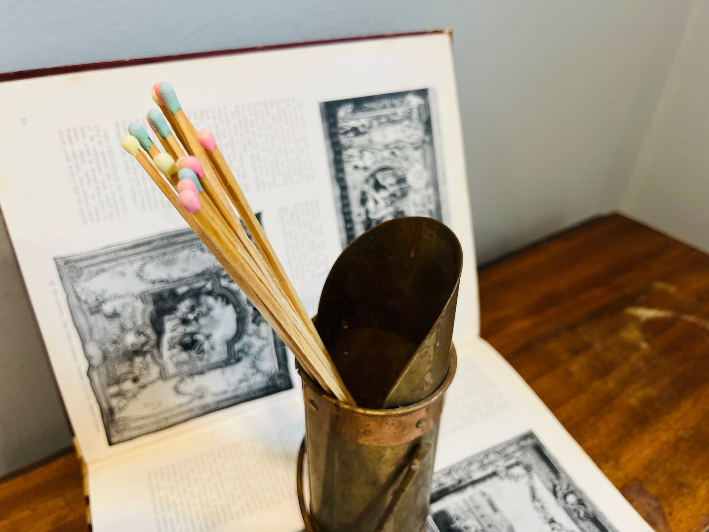 Vintage 1950s Brass and Copper Matchstick Holder