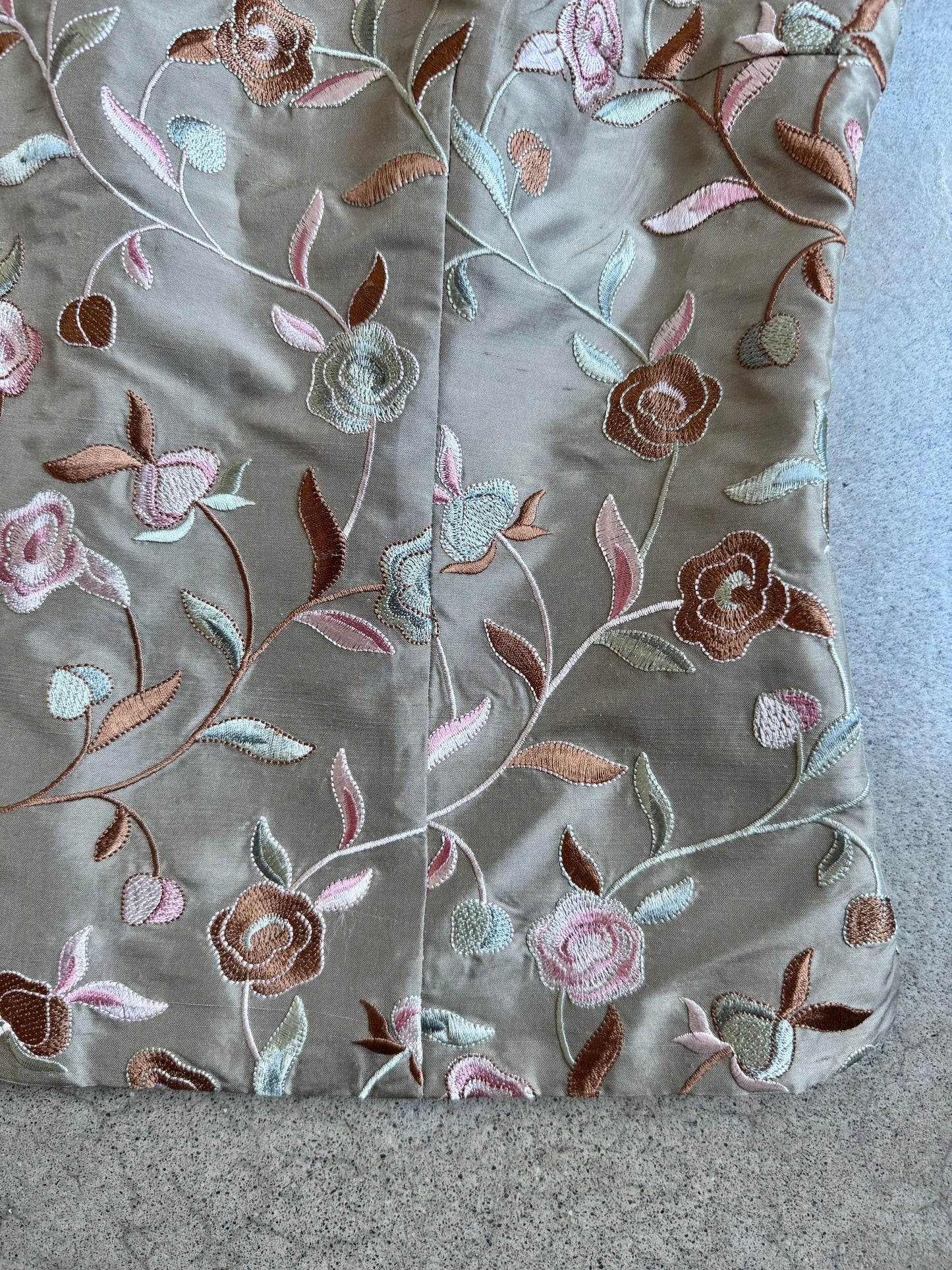 Vintage 1990s Talbots Pure Silk Floral Embroidered Sleeveless Top | XS/S