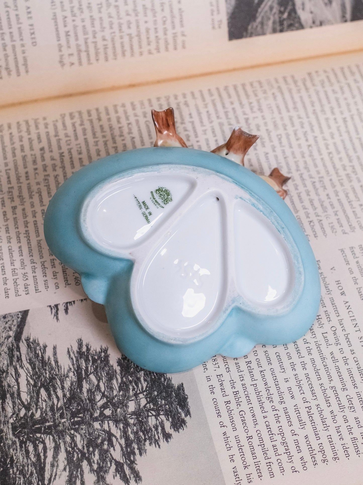 Vintage 1940s Ceramic West German "Birds & Nest" Ashtray