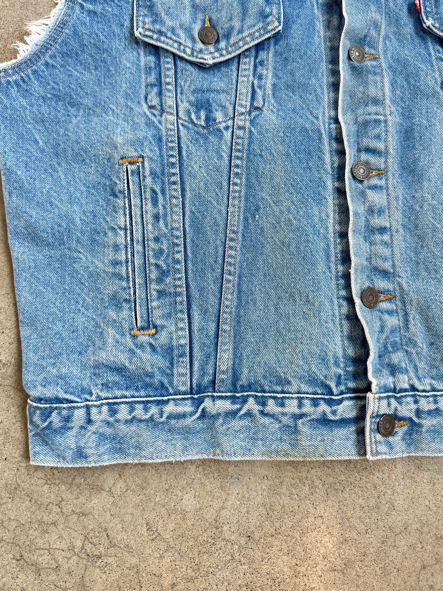 Vintage 1980s Levi's Red Tab Cut-Off Denim Vest | Large