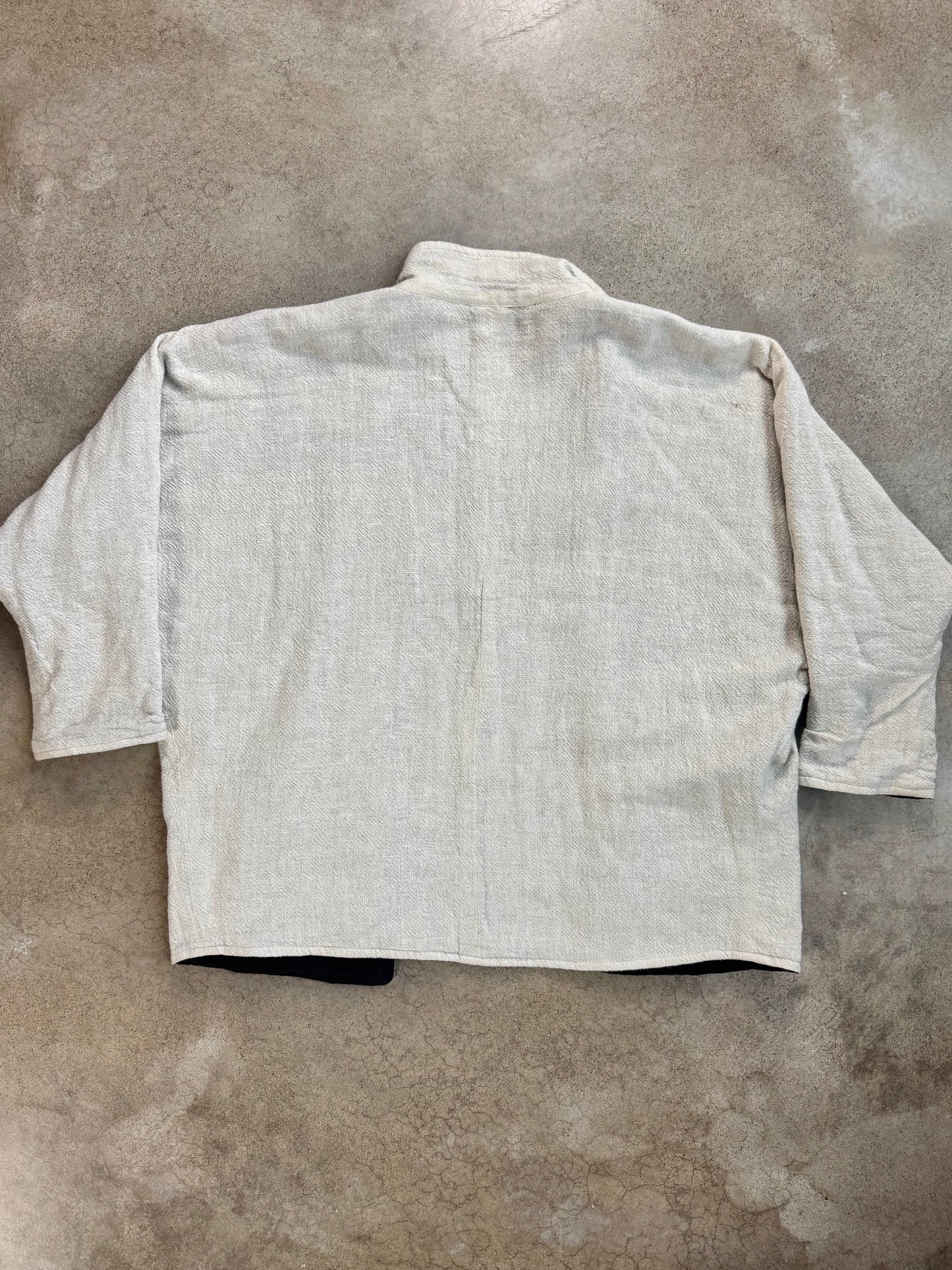 Vintage 1980s Sangam Imports Reversible Cream & Black Cotton Jacket | M/L