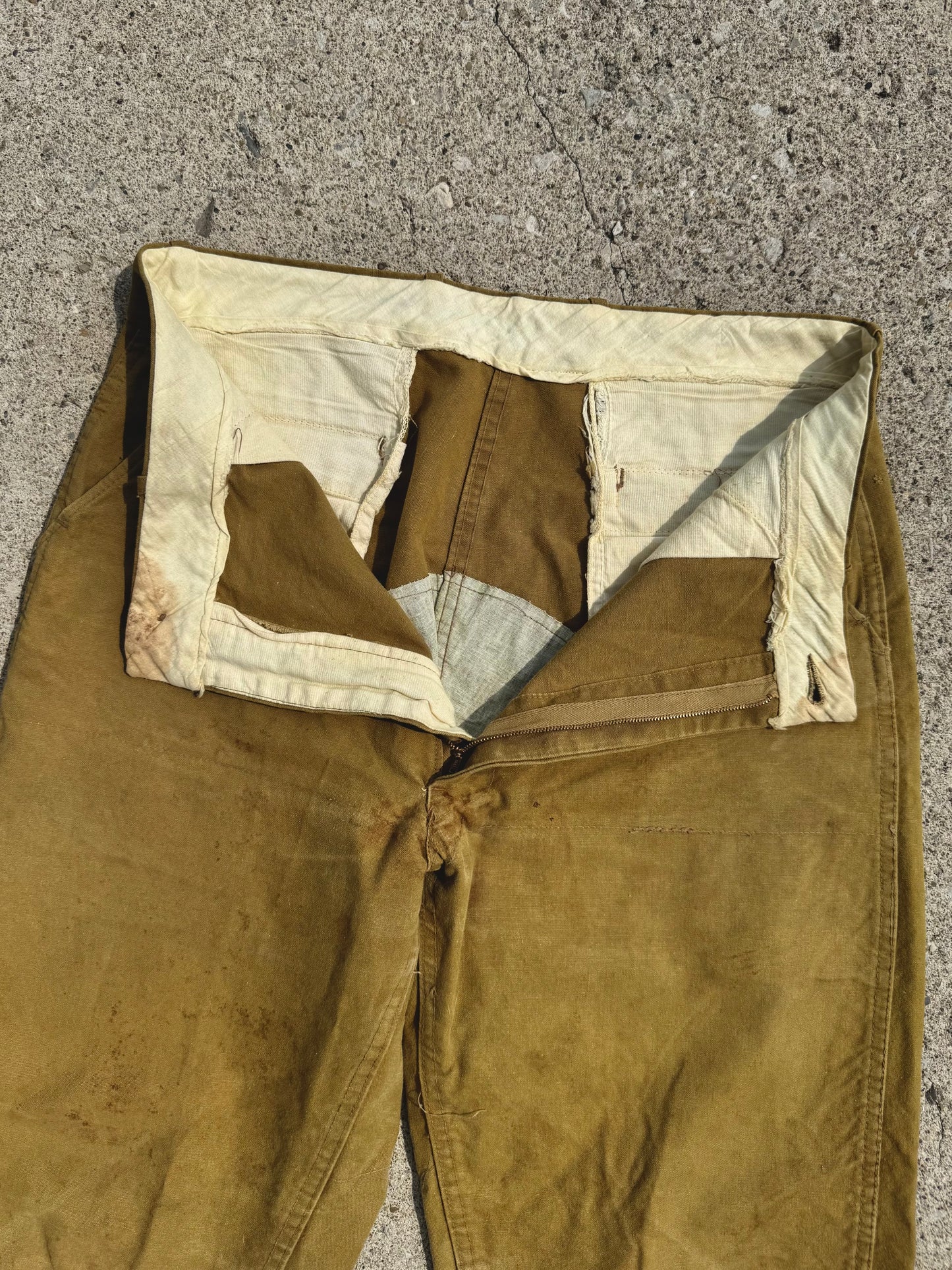 Vintage 1960s Bullseye Bill Khaki Canvas Hunting Pants | Waist 36”