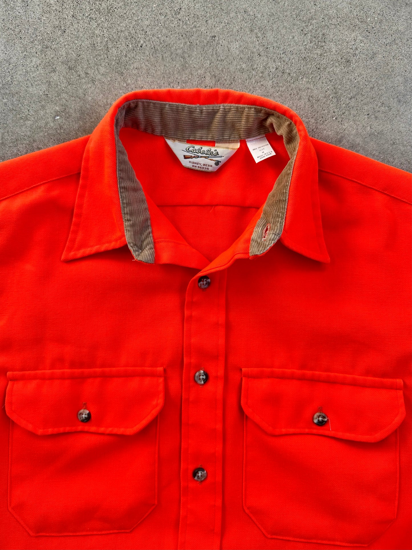 Vintage 1980s Cabela's Orange Button-Up Hunting Shirt | Medium