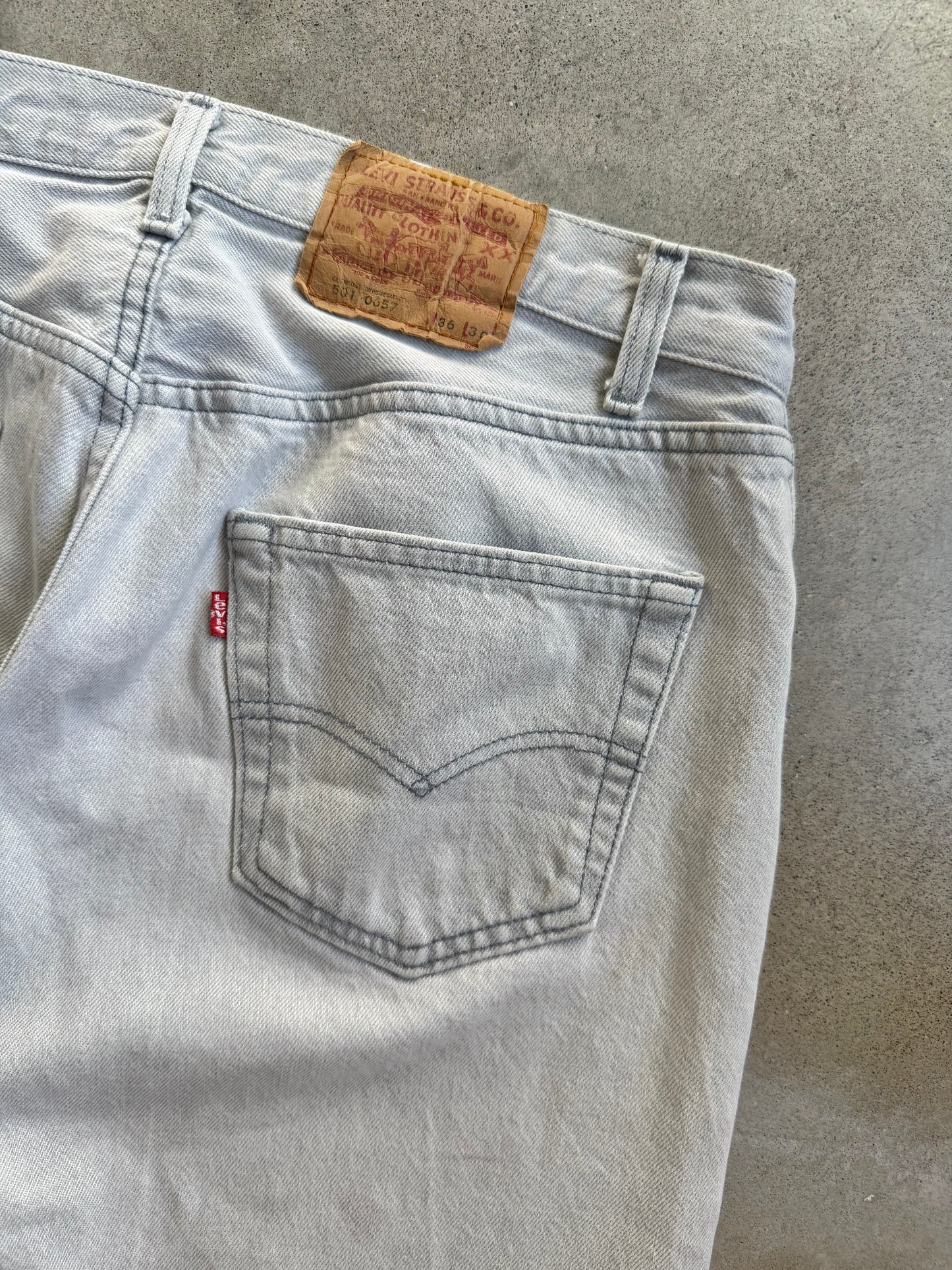 Vintage 1980s Levi's 501 Button Fly Grey Jeans | 36x30