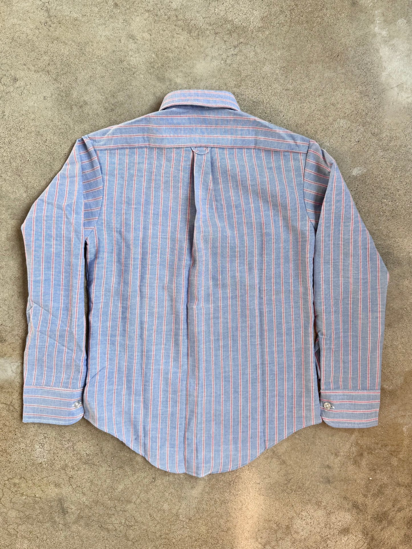 Vintage 1970s Elderado Blue & Red Striped Oxford Shirt | Youth 16