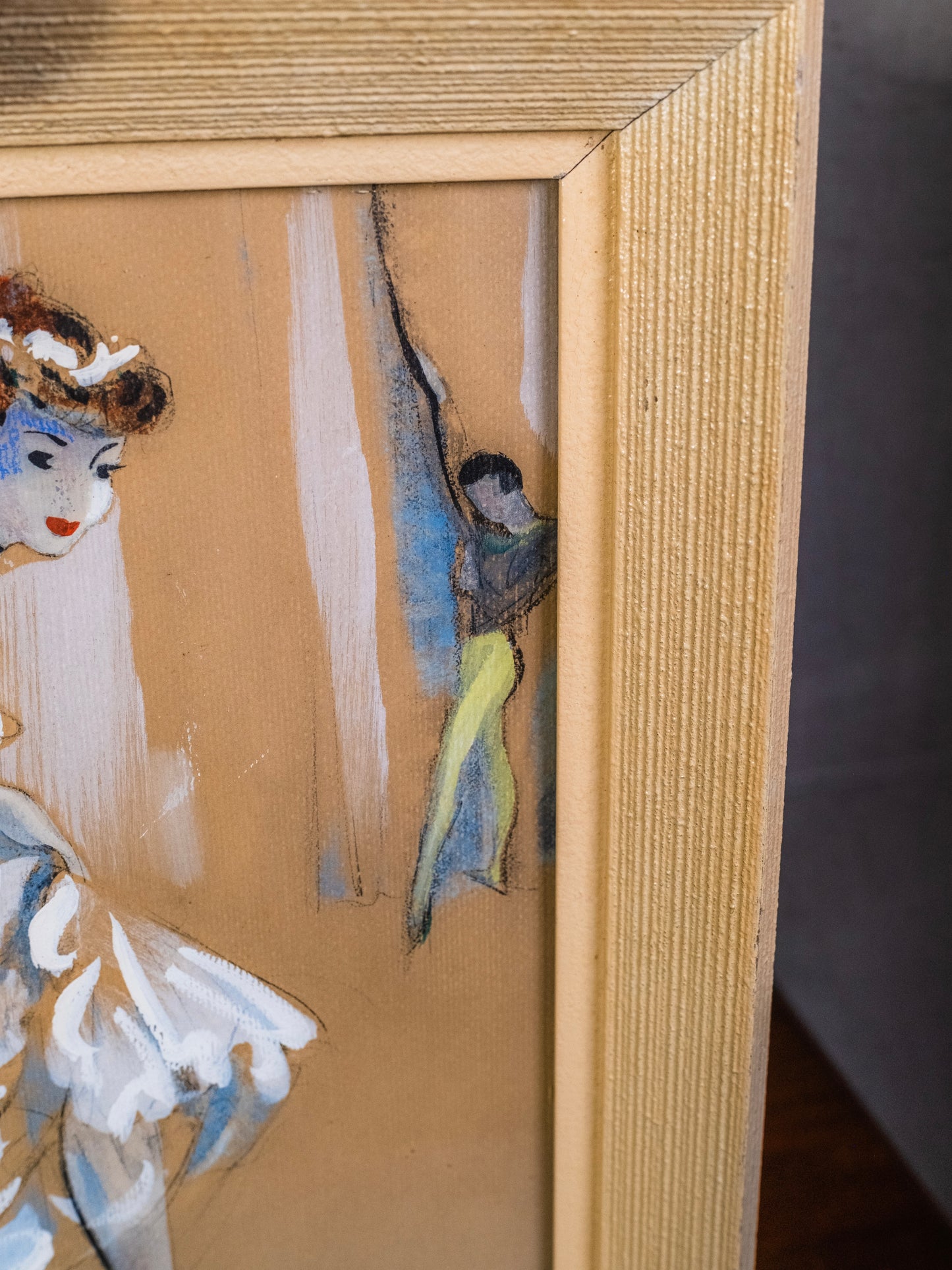 Vintage MCM Framed Cydney Grossman Ballerina Pastel Painting | Signed