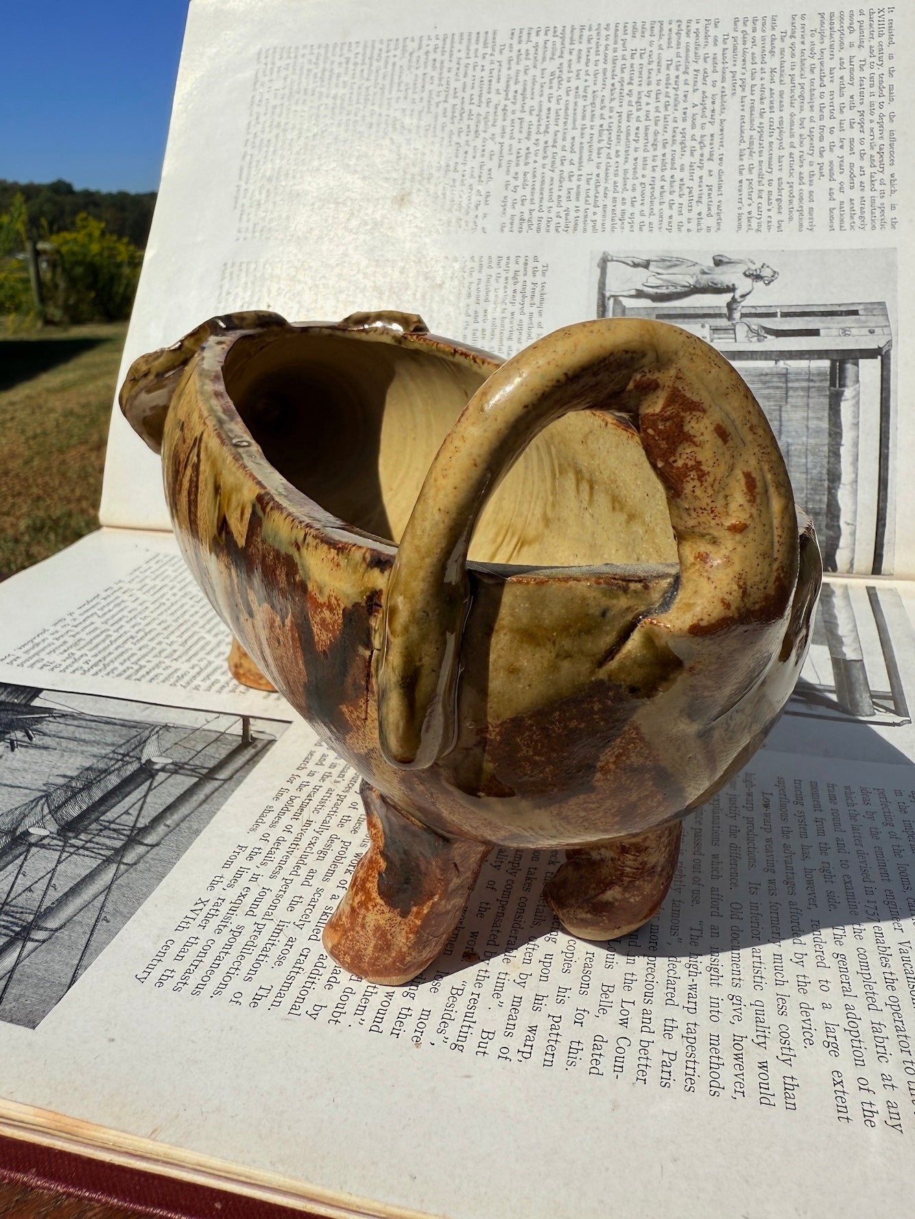Handmade Signed Ceramic Pottery Dog Planter/Bowl
