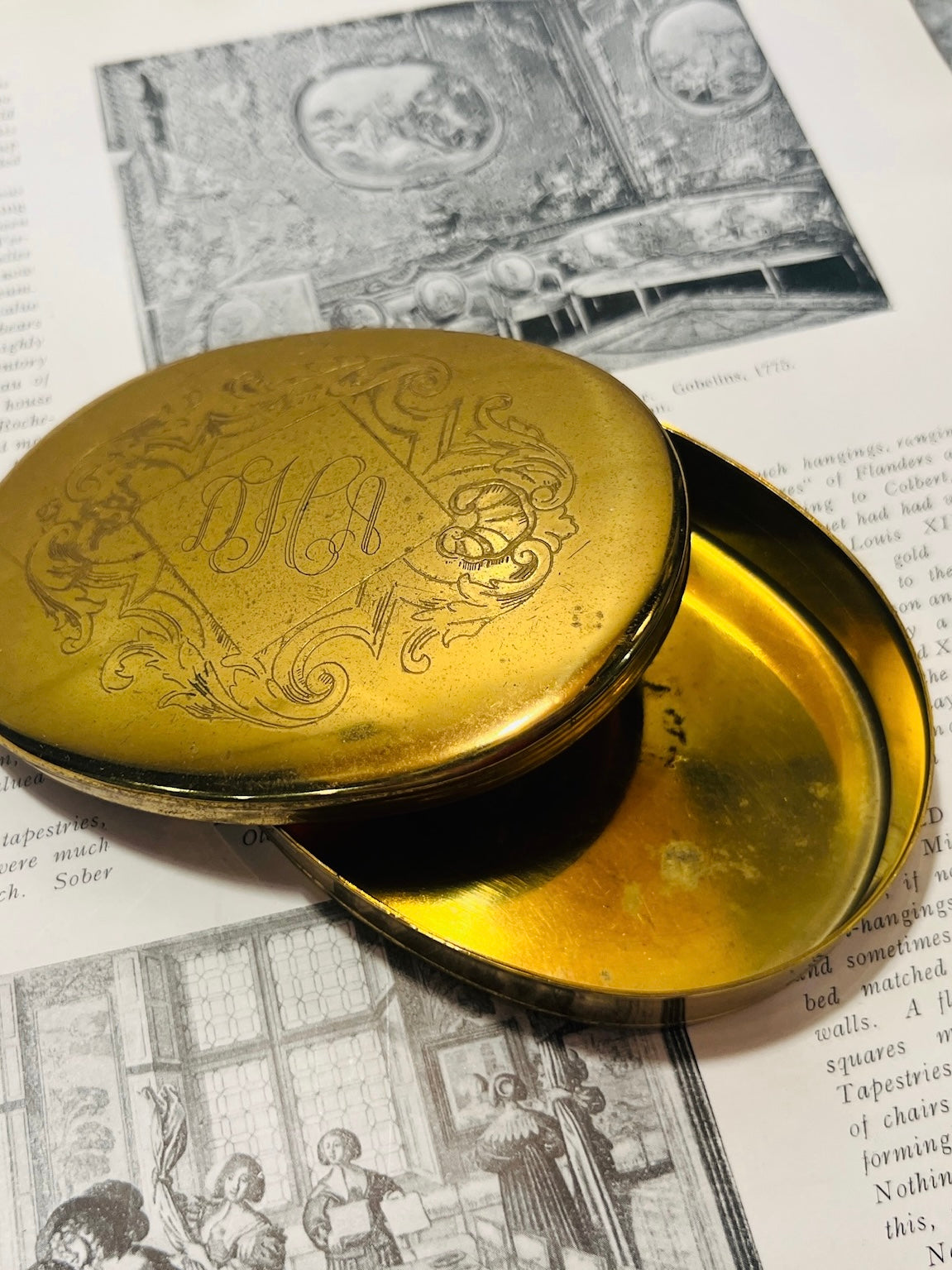 Vintage Virginia Metalcrafters Brass Monogrammed Trinket Box