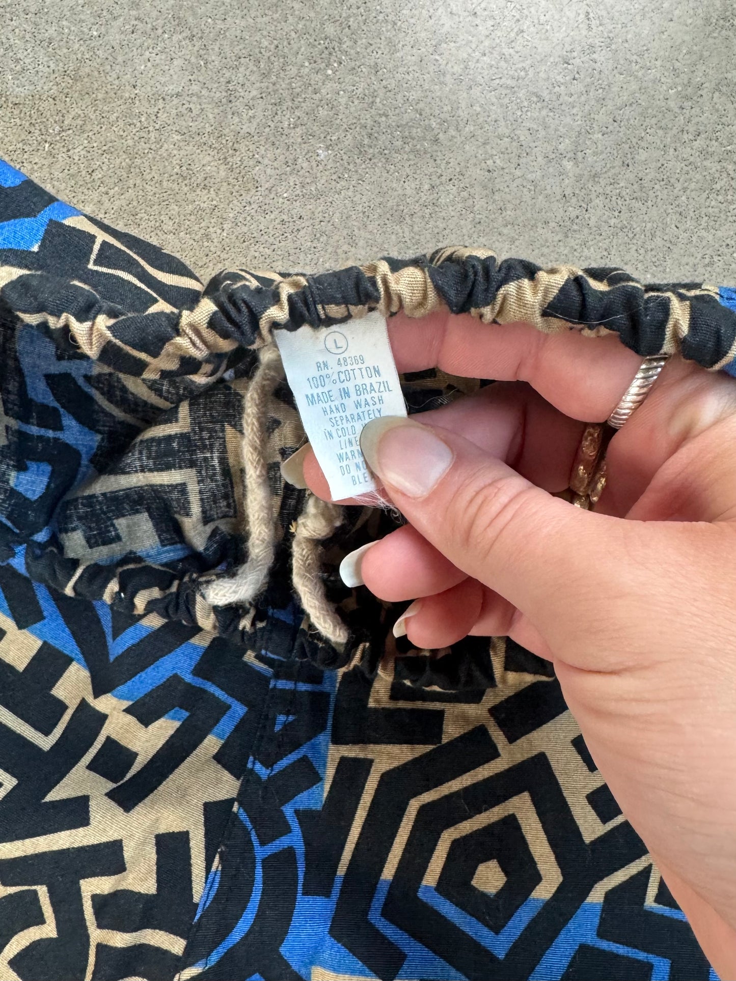 Vintage 1990s Limited Express Blue & Brown Printed Cotton Shorts | Large