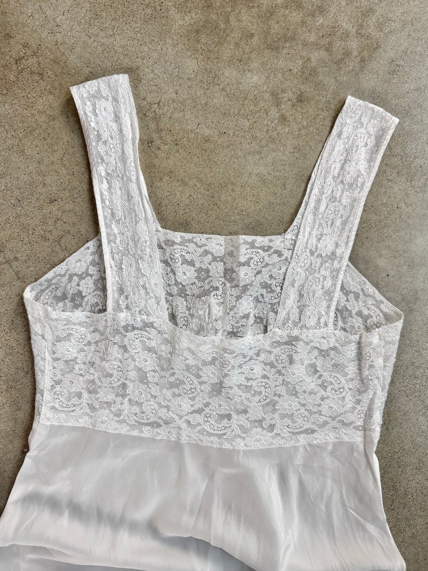 Vintage 1940s Skylon White Lace Nightgown Slip Dress | Small
