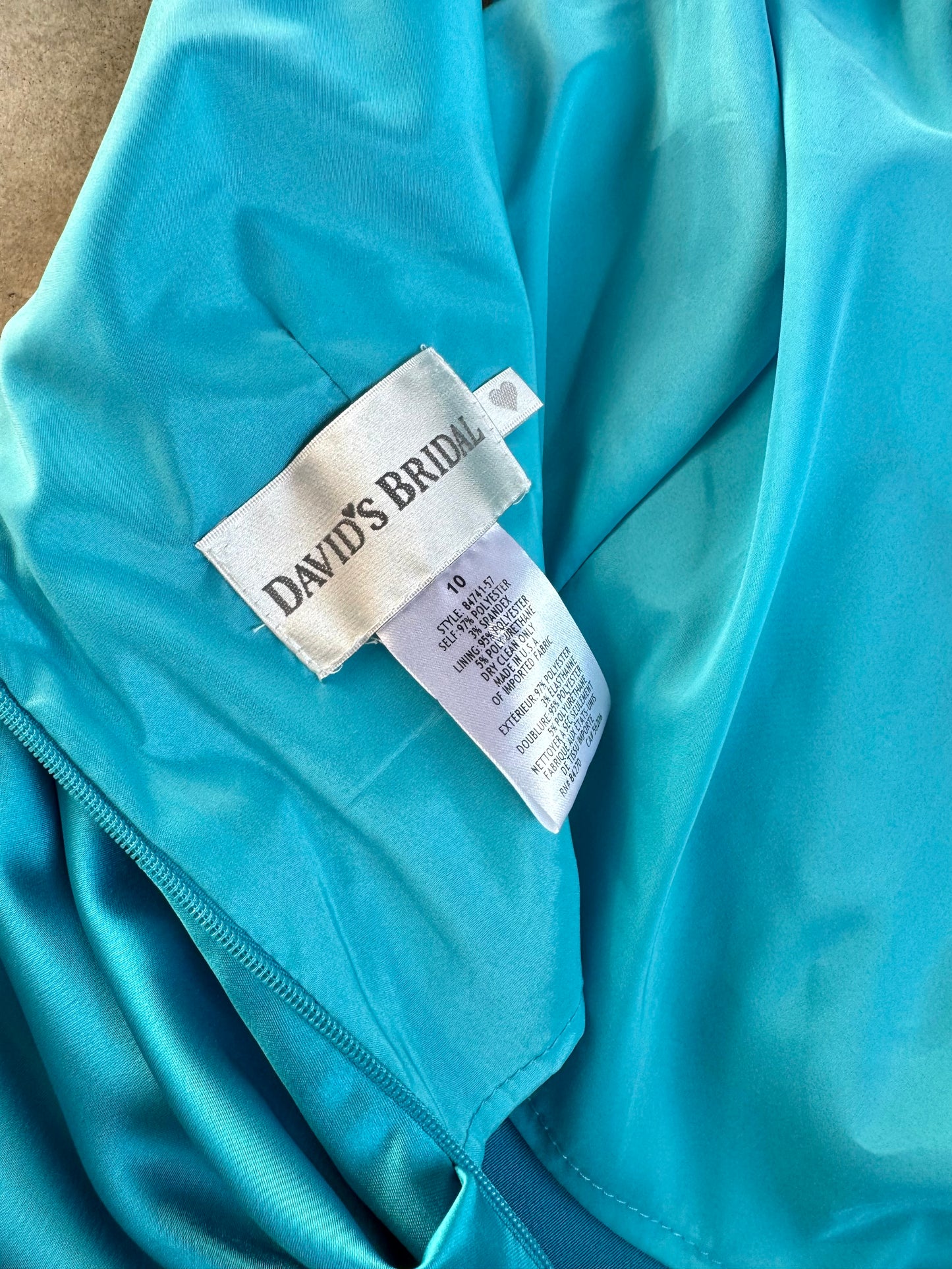 2000s David's Bridal Blue Satin Ruched Formal Mini Dress | Medium