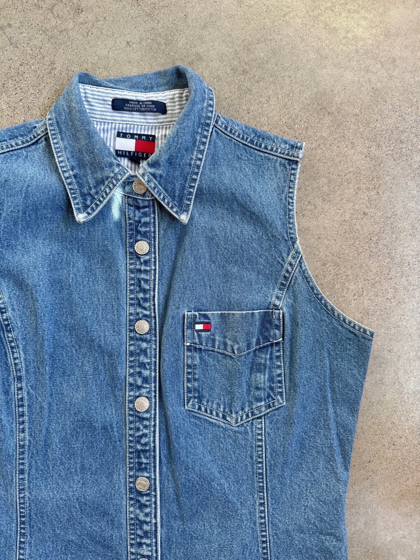 Vintage 1990s Tommy Hilfiger Sleeveless Denim Dress | Medium
