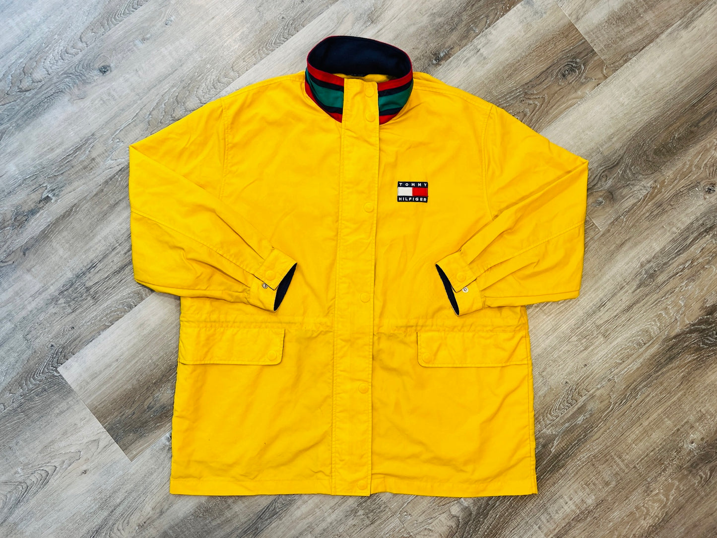 Vintage 1990s Tommy Hilfiger Yellow Raincoat | XL