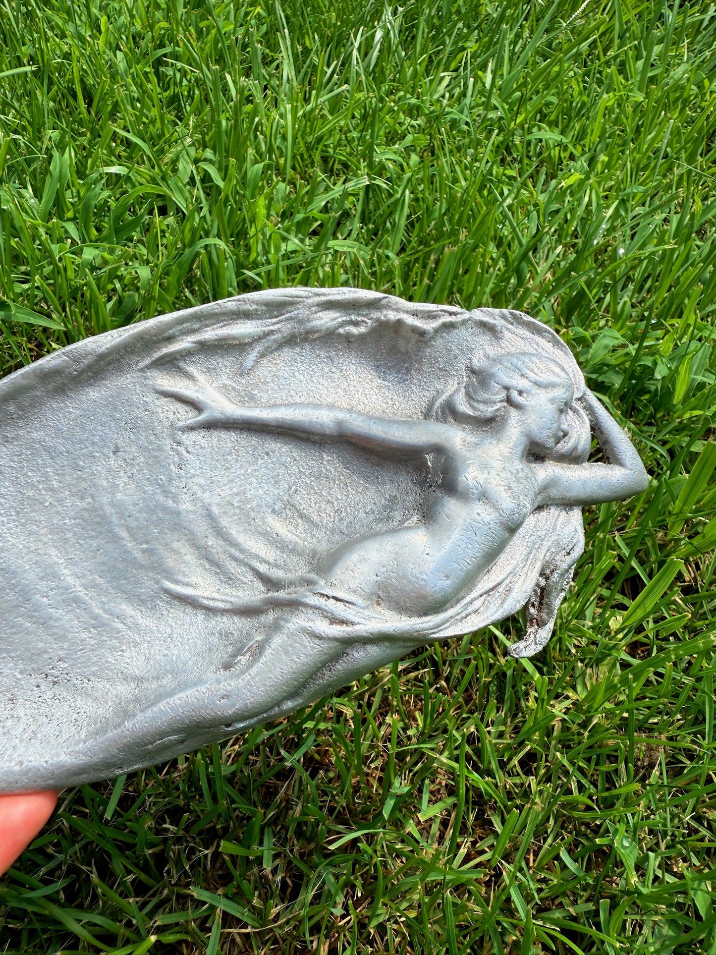 Vintage 1930s Pewter Art Nouveau "Lounging Siren" Tray