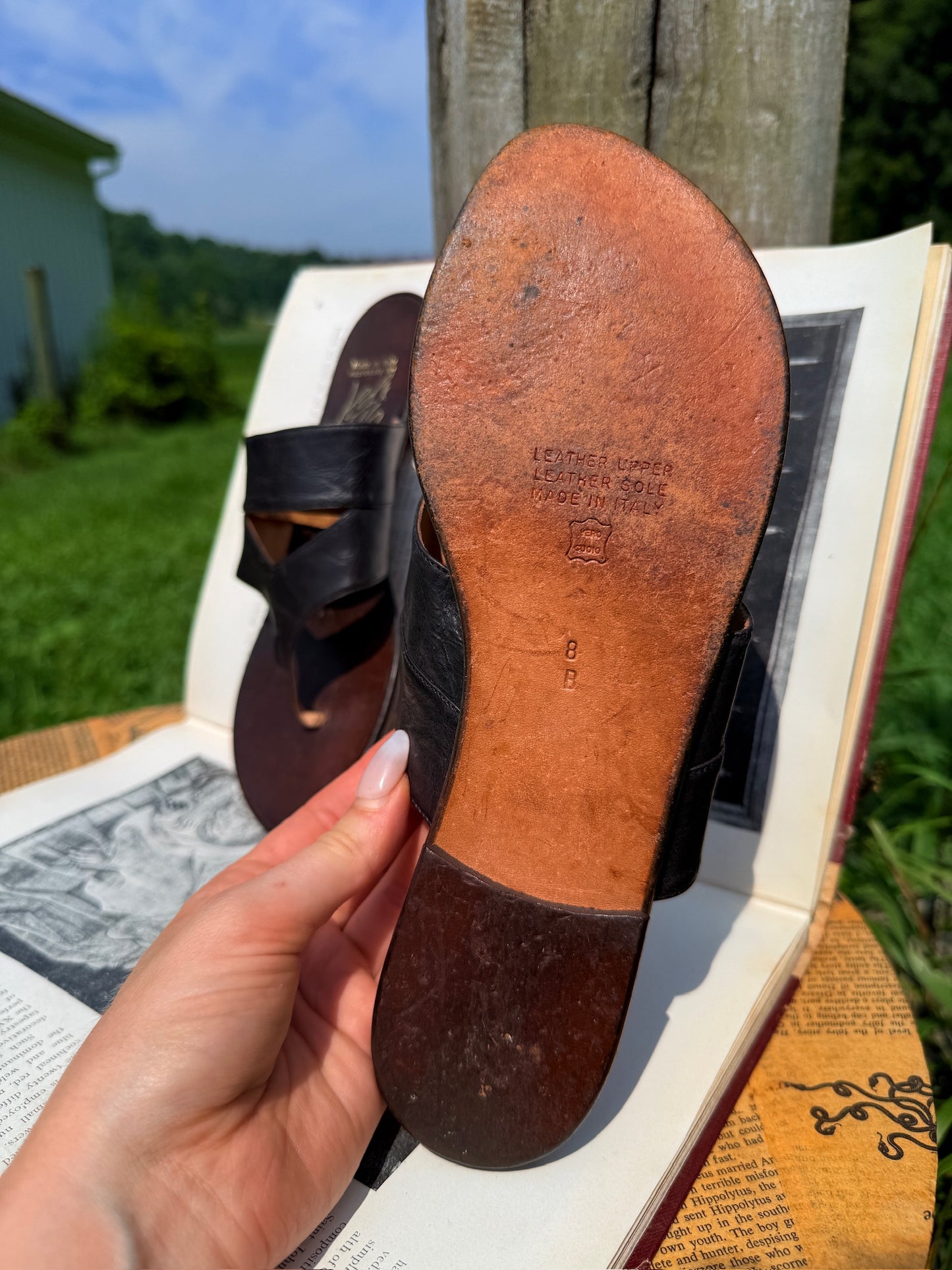 Vintage 1970s Italian Leather Brown Strappy Sandals | Women’s 8