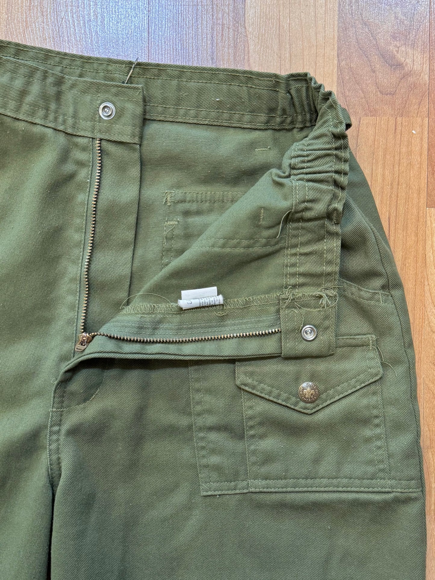 Vintage Boy Scouts Uniform Green Cotton Utility Shorts | S/M