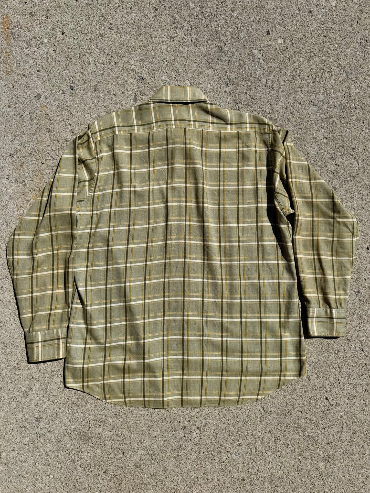 Vintage 1990s Viyella Green Plaid Wool Blend Button-Up Shirt | XL