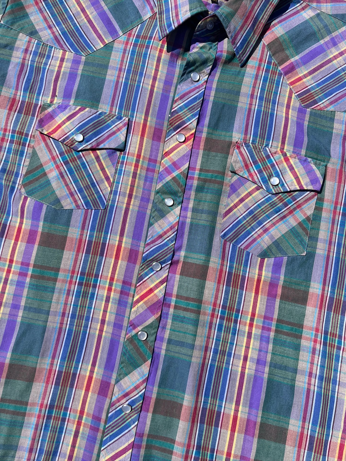 Vintage 1980s Outlaw Western Wear Pearl Snap Plaid Shirt | 2XL