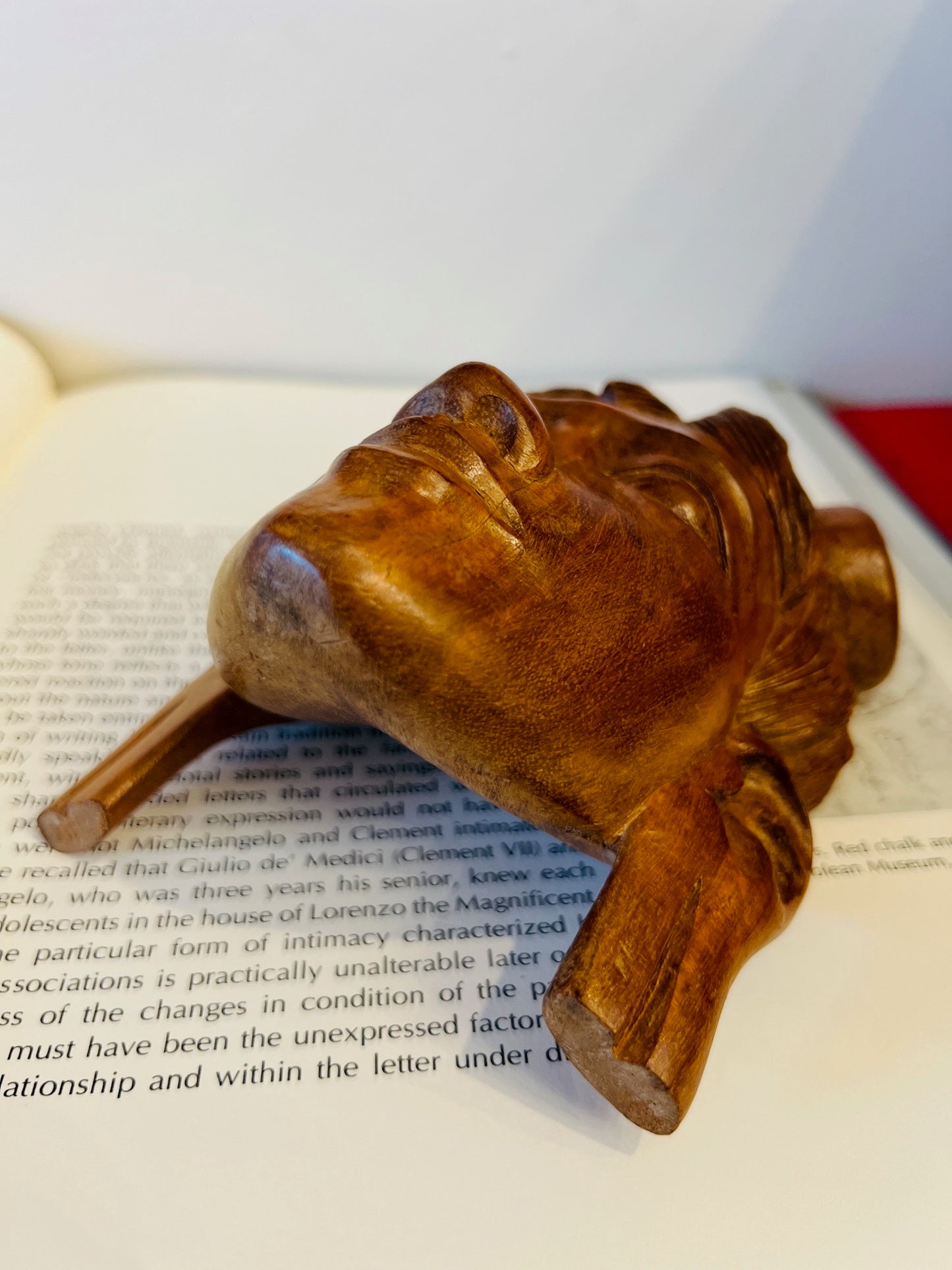 Vintage 1950s Wood Carved Head Decor
