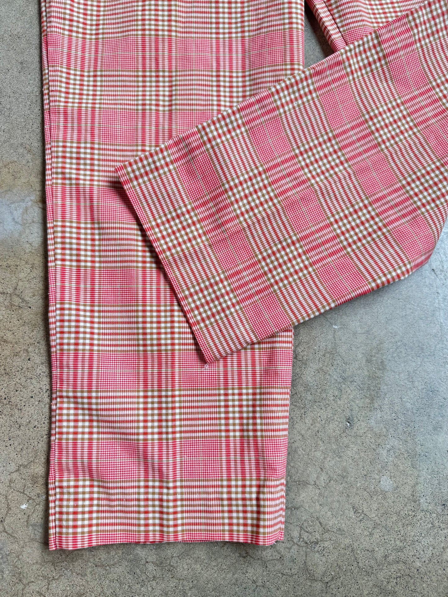 Vintage Red Plaid Cotton Cropped Pants | Waist 28”