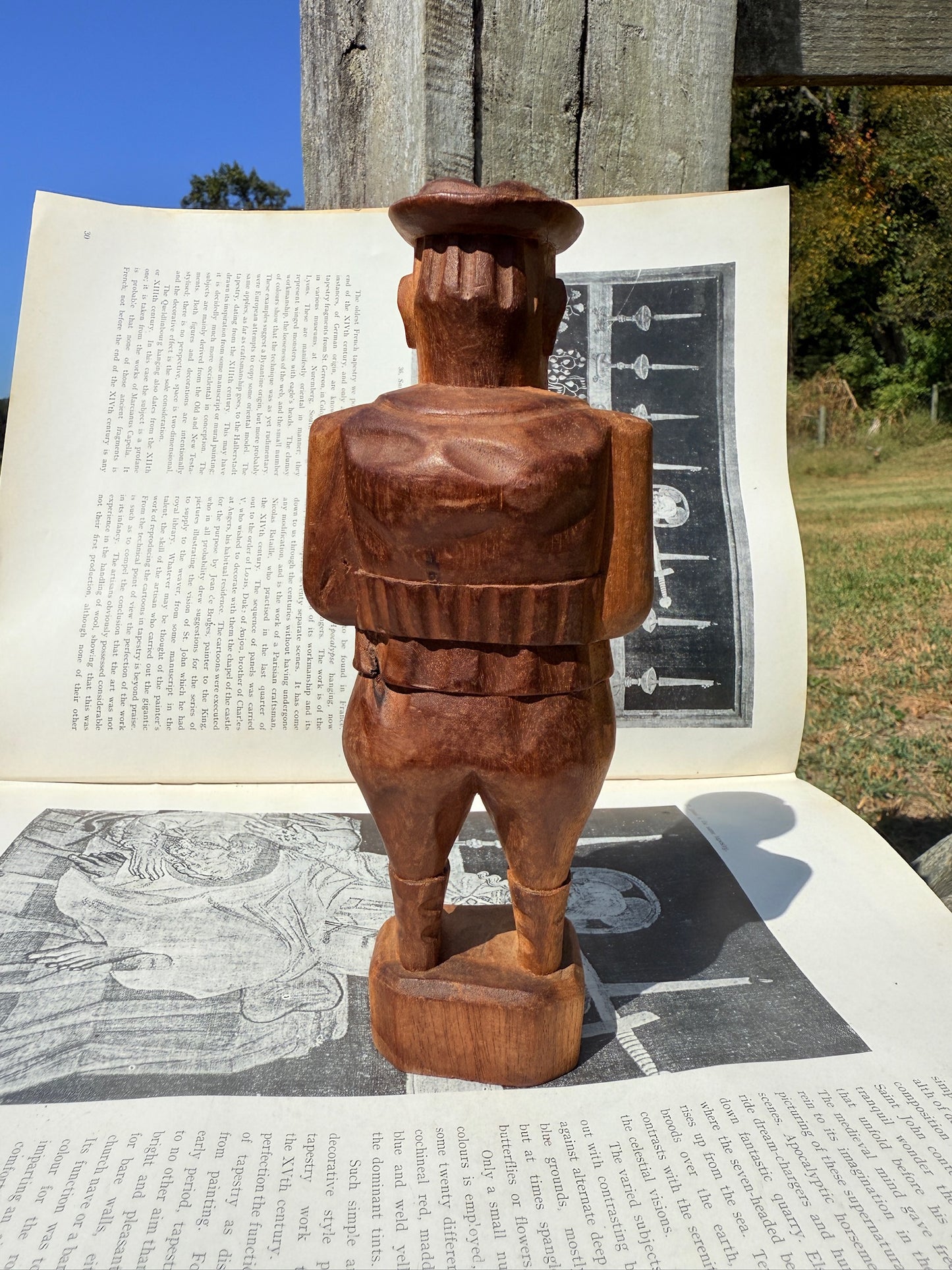 Vintage 1950s Wood Carved Sailor Man Statue