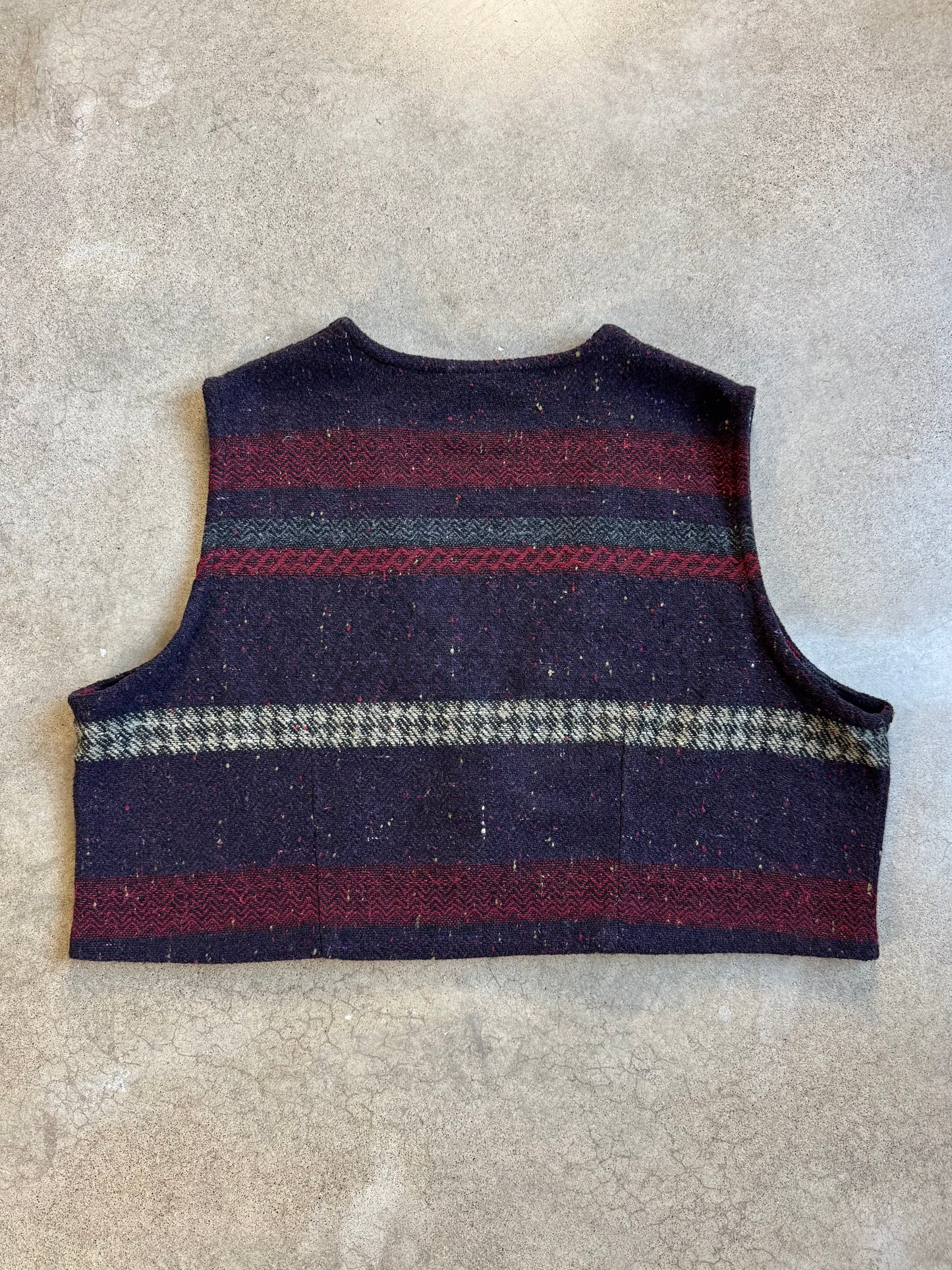 Vintage 1990s Kathryn Deene Purple & Red Speckled Wool-Blend Cropped Vest | 3X