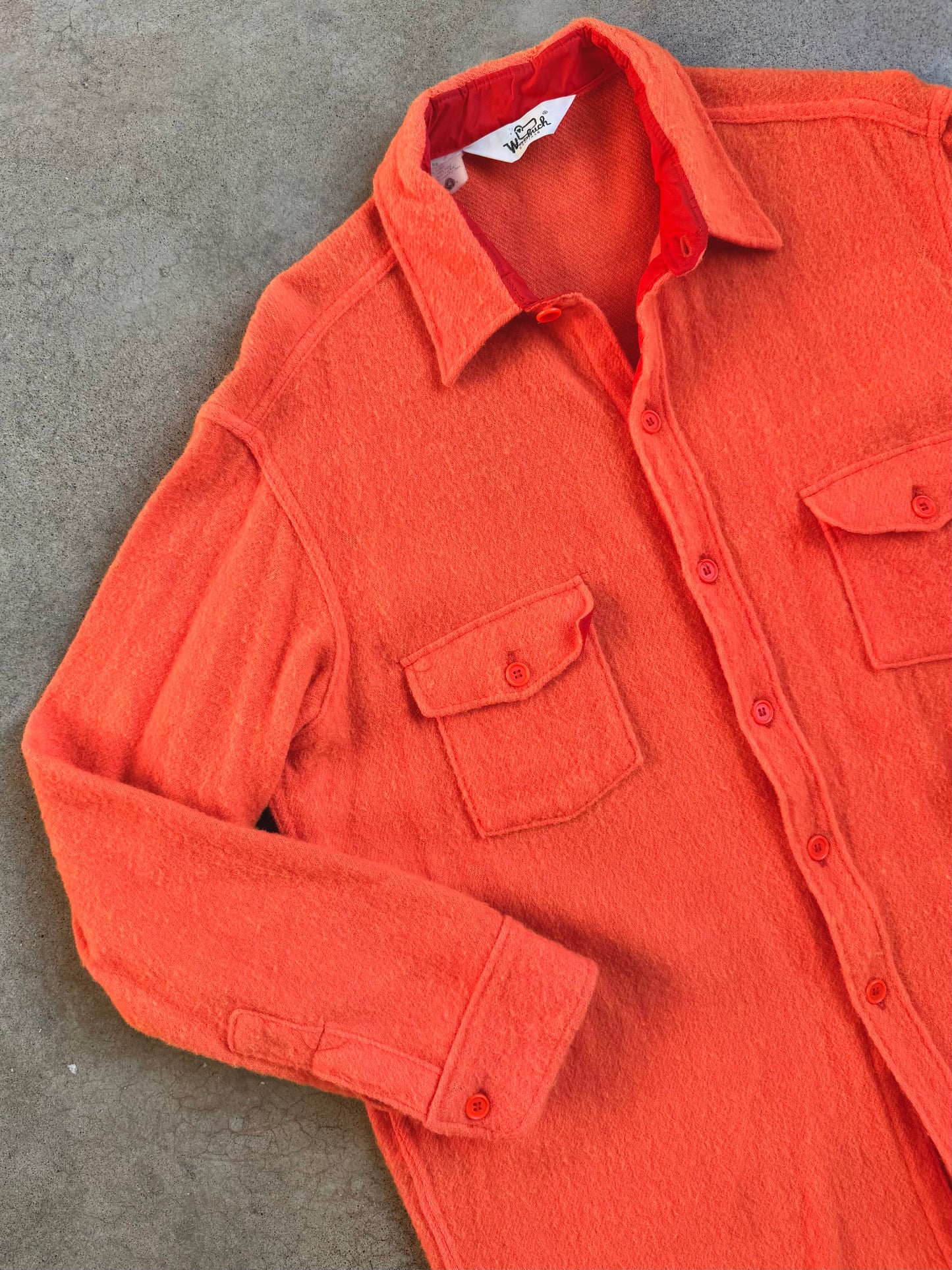 Vintage 1980s Woolrich Orange Wool Utility Overshirt | XL