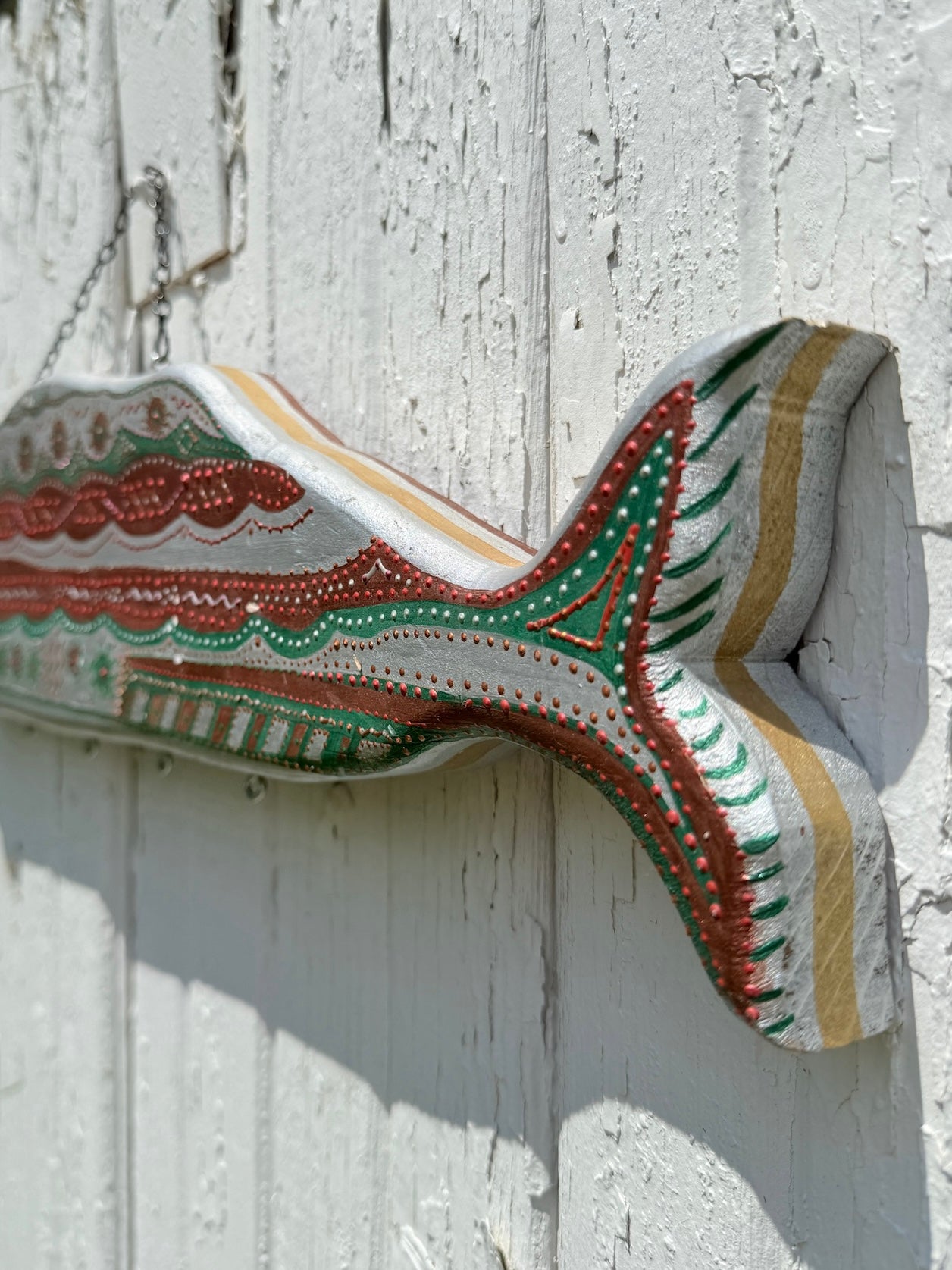 Vintage 1980s Folk Art Hand-Painted "A Whale is not a Fish" Wall Hanging