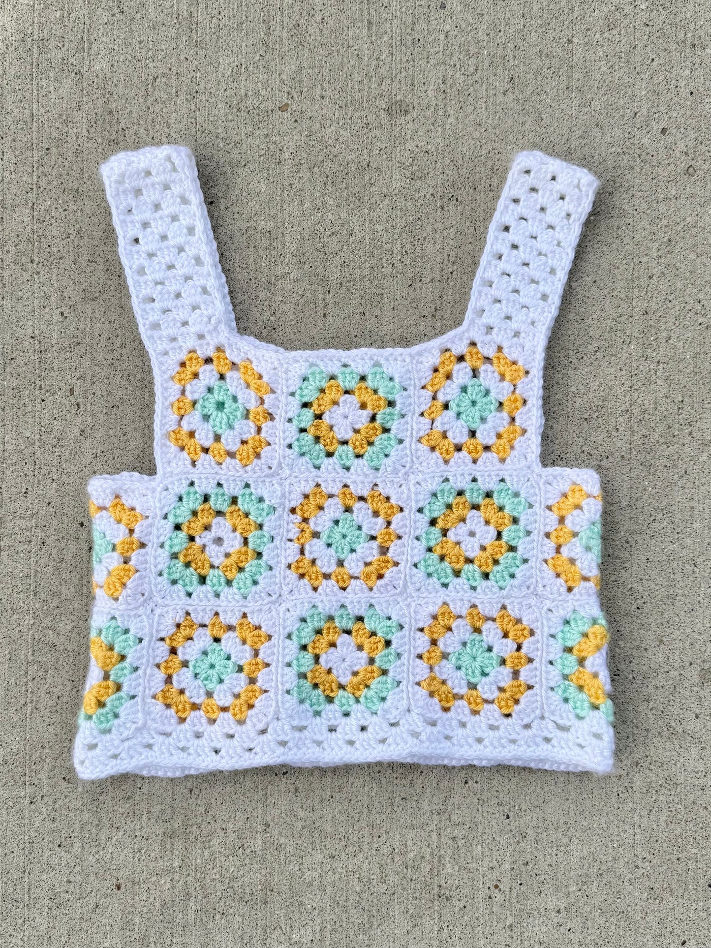 Handmade Crochet Granny Square Cropped Tank Top | XS