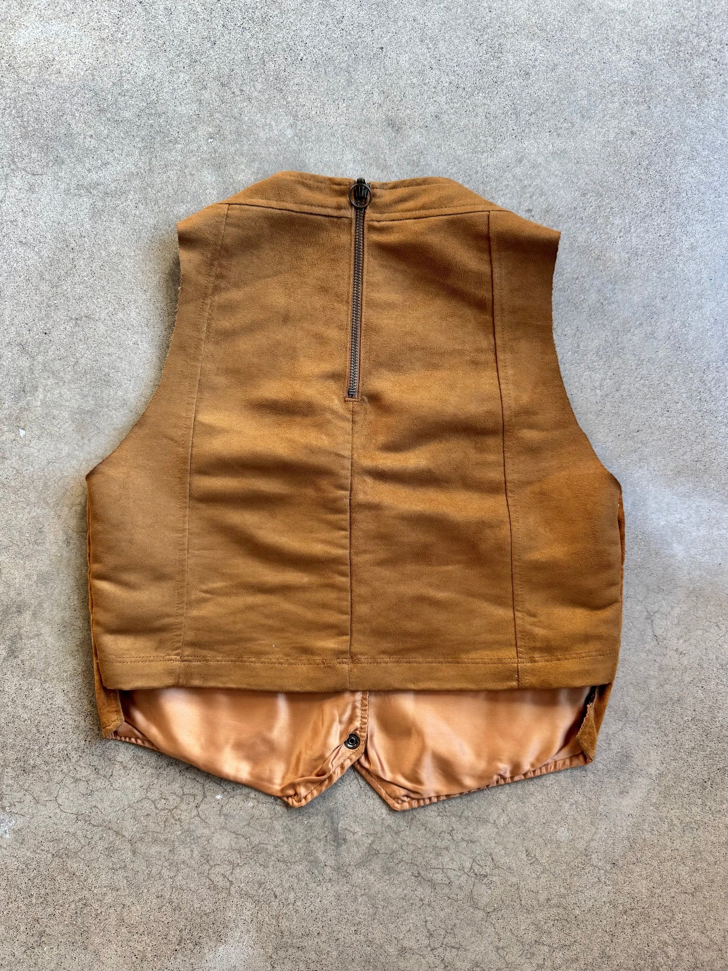 Vintage Handmade Tan Suede Leather Vest | Small