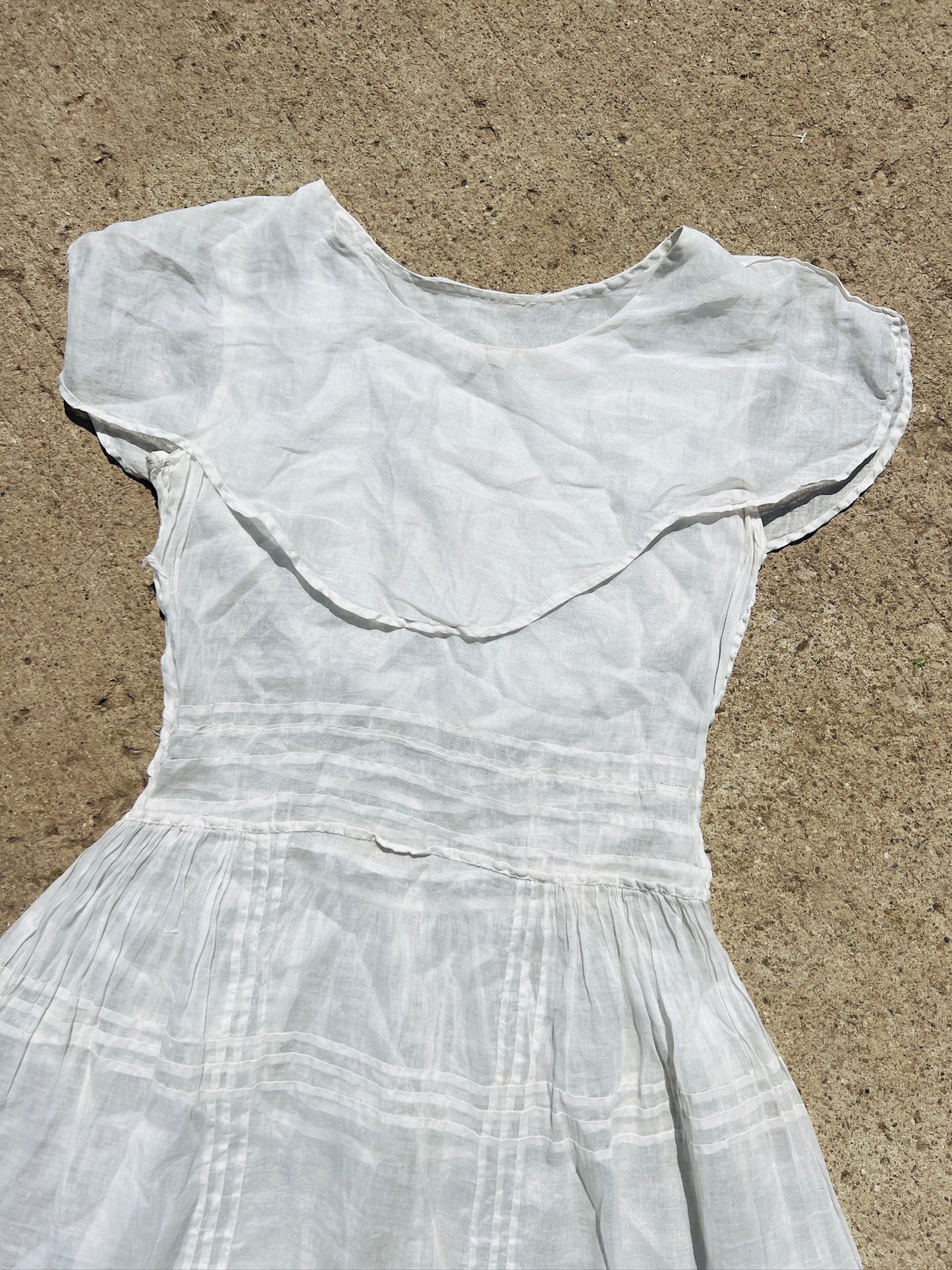 Antique Edwardian Sheer Collared Dress | Small