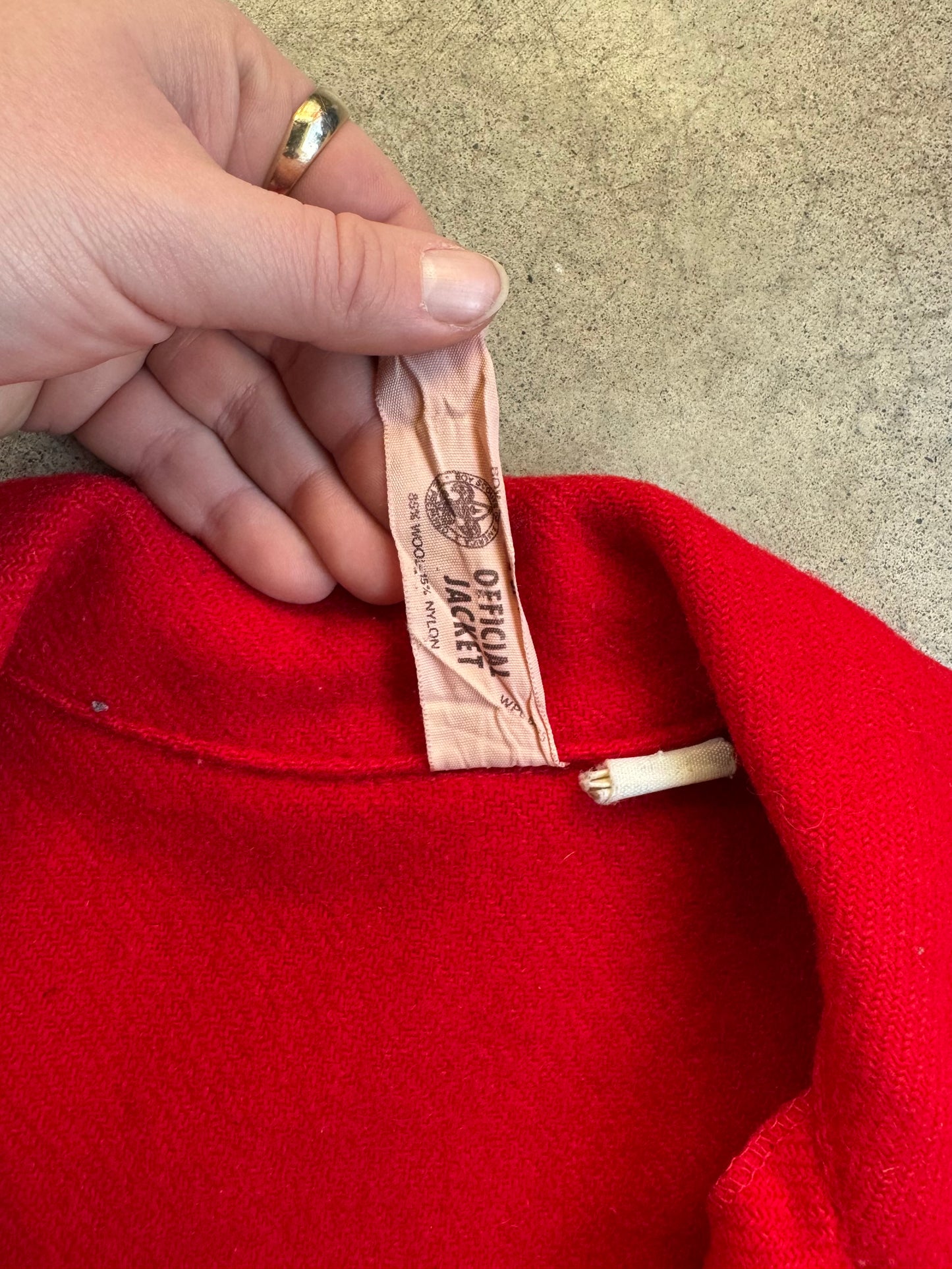 Vintage 1950s Boy Scouts BSA Patched Red Wool Shirt Jacket | 38