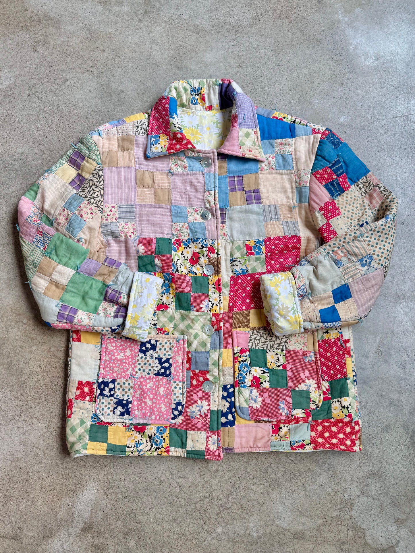 Vintage Handmade Patchwork Quilted Jacket | Large