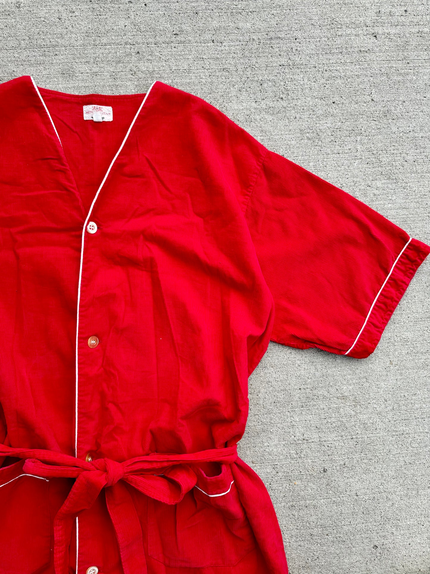 Vintage Metropolitan Styled by Enro Red Cotton Corduroy Robe | XL