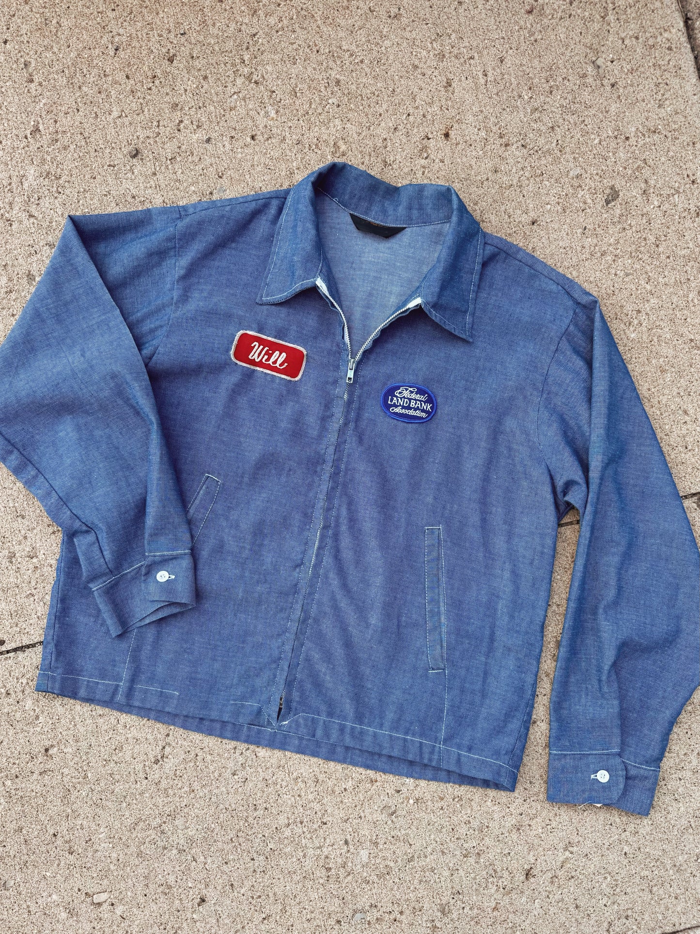 Vintage 1950s Federal Land Bank Association Patched Work Jacket | Large