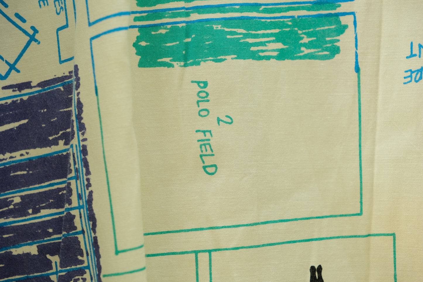 Vintage 1980s Beverly Hills Polo Club Retro Blueprint Collared Shirt | Medium