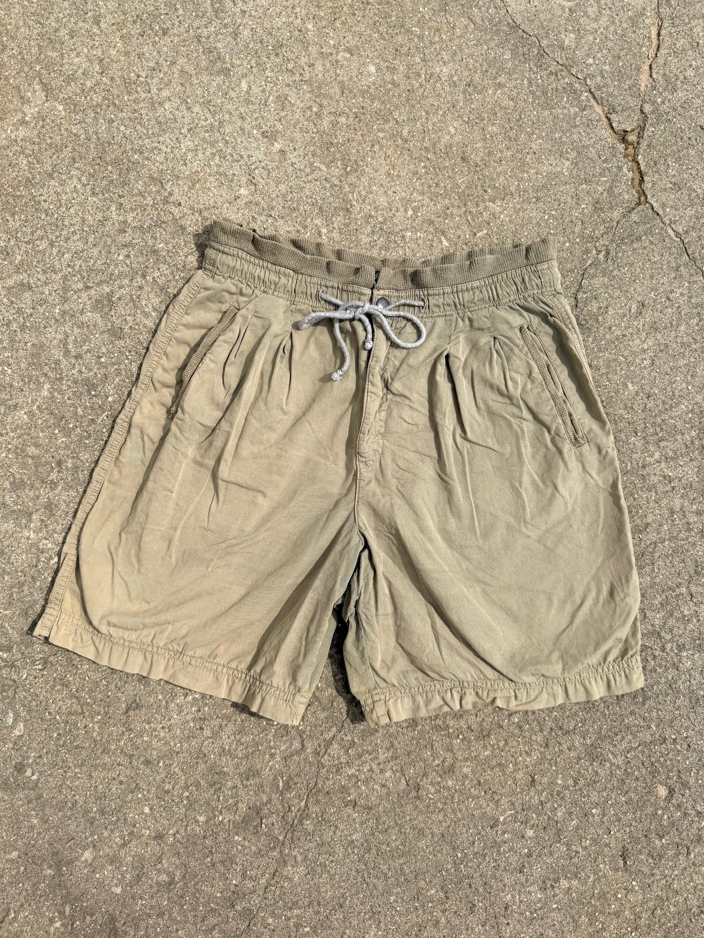 Vintage 1980s Limited Express Khaki Cinched Waist Cotton Shorts | Medium
