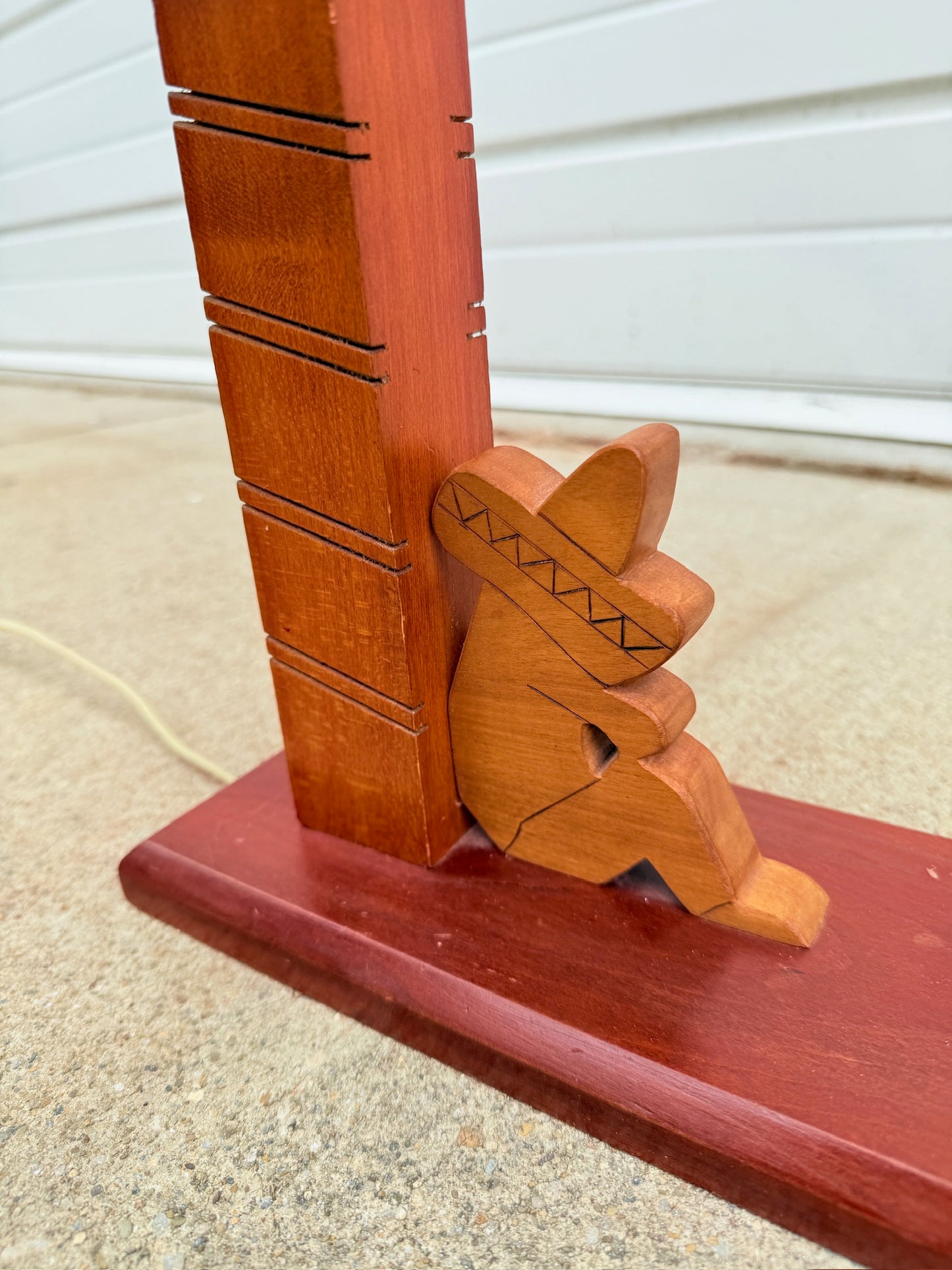 Vintage 1960s Wooden South American “Sleeping Worker” Table Lamp